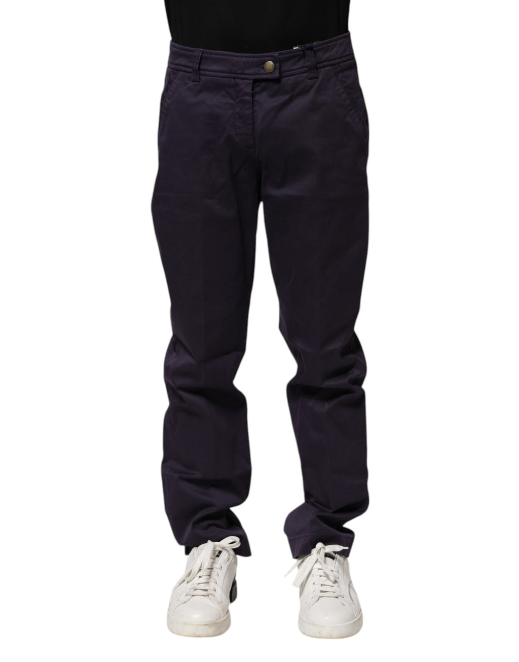 Pantalon droit décontracté taille moyenne violet foncé Incotex