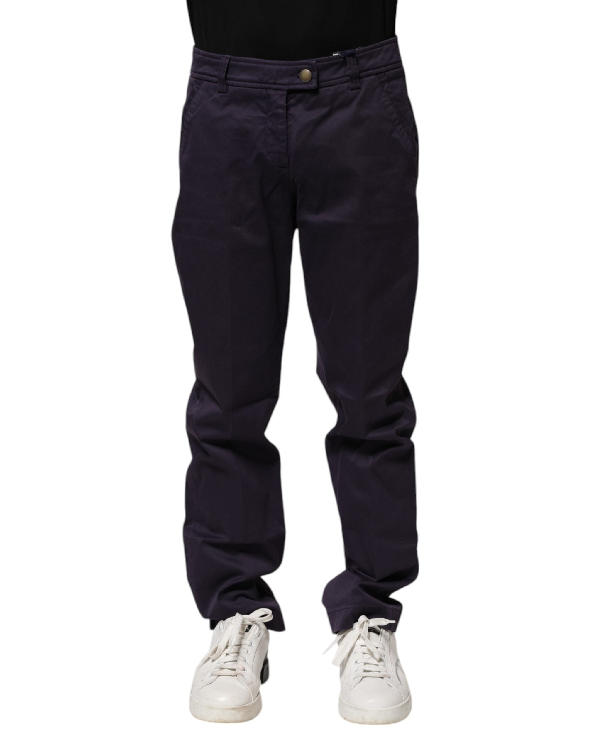 Pantalon droit décontracté taille moyenne violet foncé Incotex