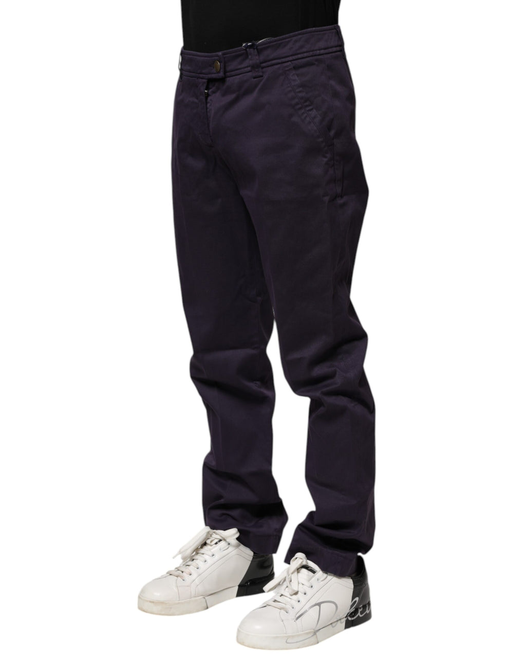 Pantalon droit décontracté taille moyenne violet foncé Incotex