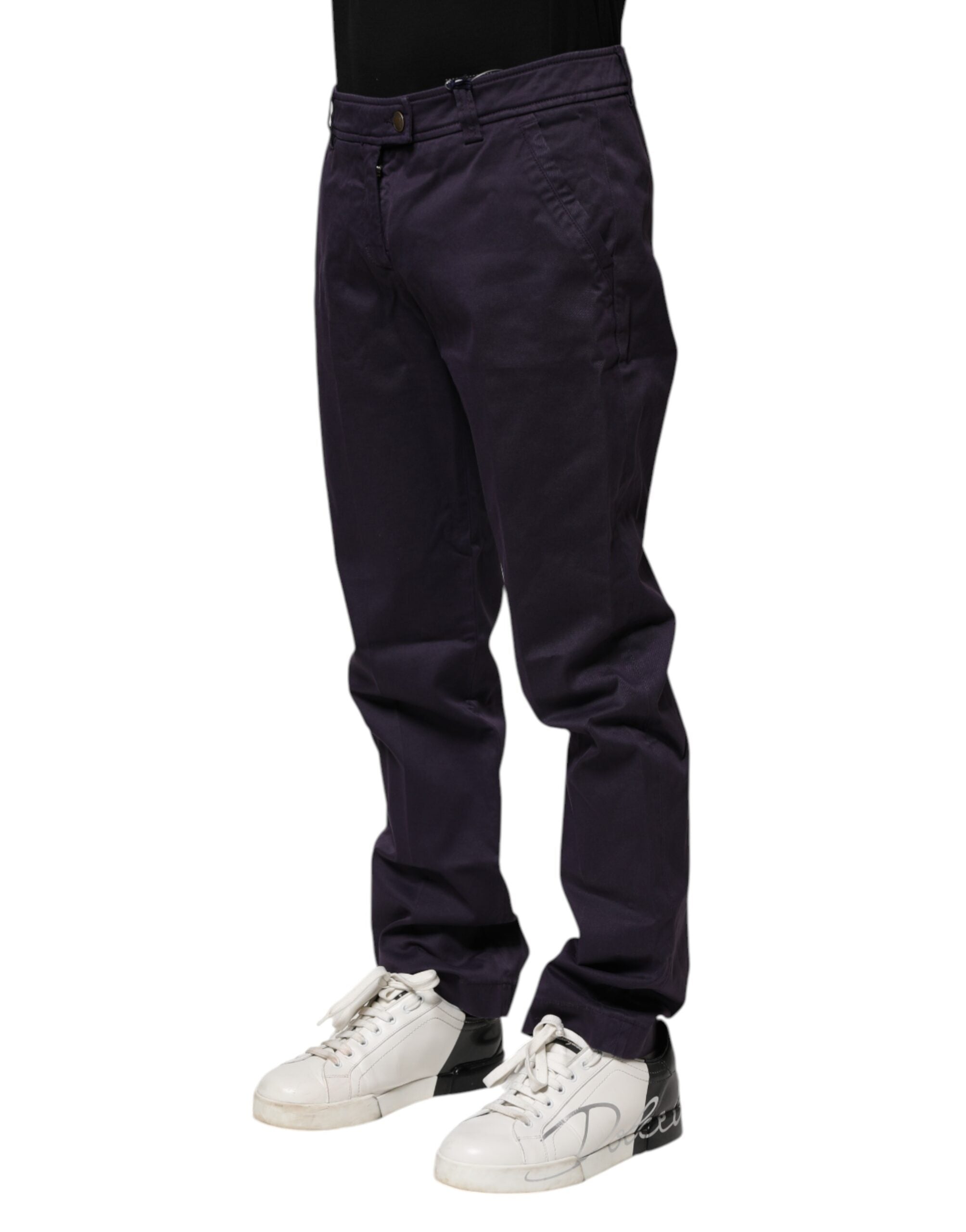 Pantalon droit décontracté taille moyenne violet foncé Incotex