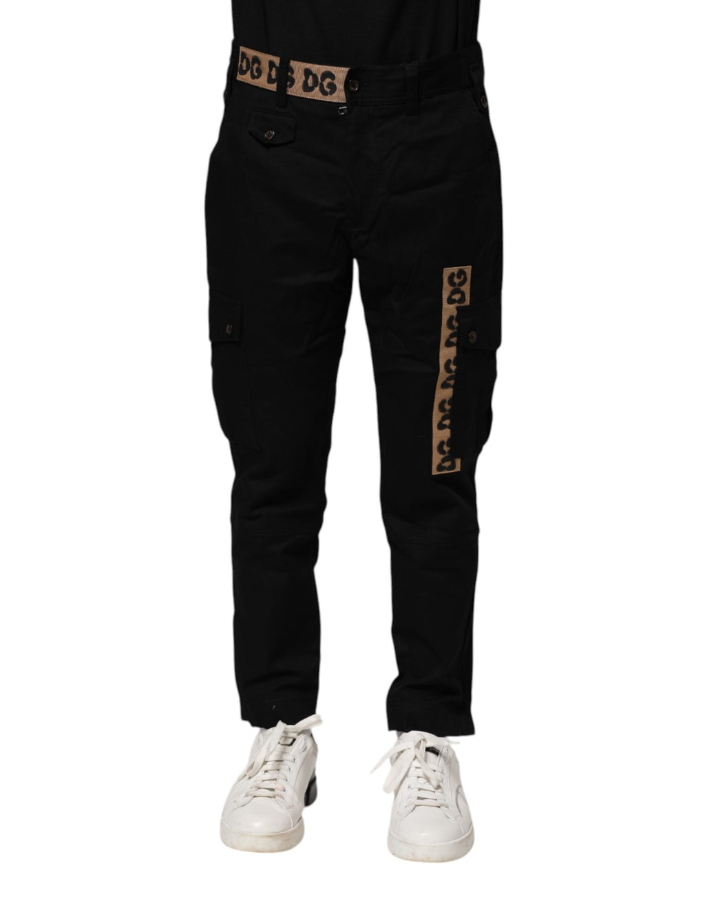 Pantalon cargo décontracté en coton noir Dolce &amp; Gabbana