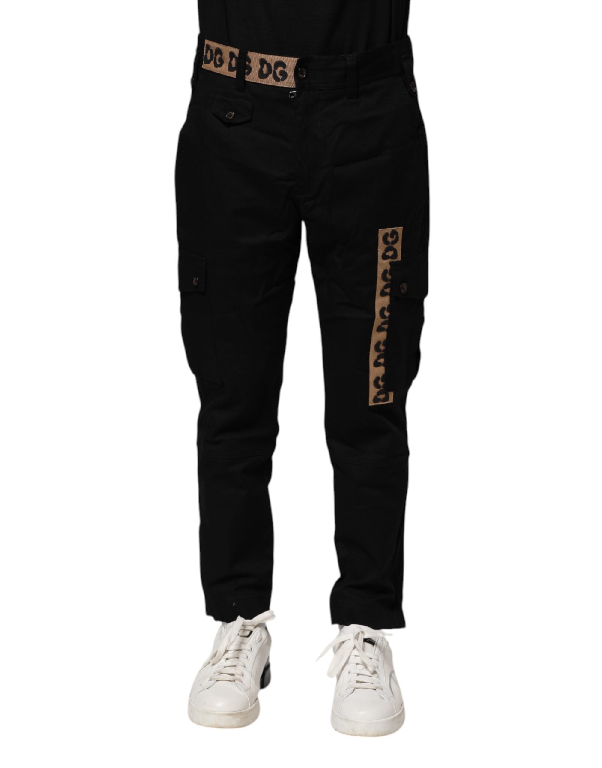 Pantalon cargo décontracté en coton noir Dolce &amp; Gabbana