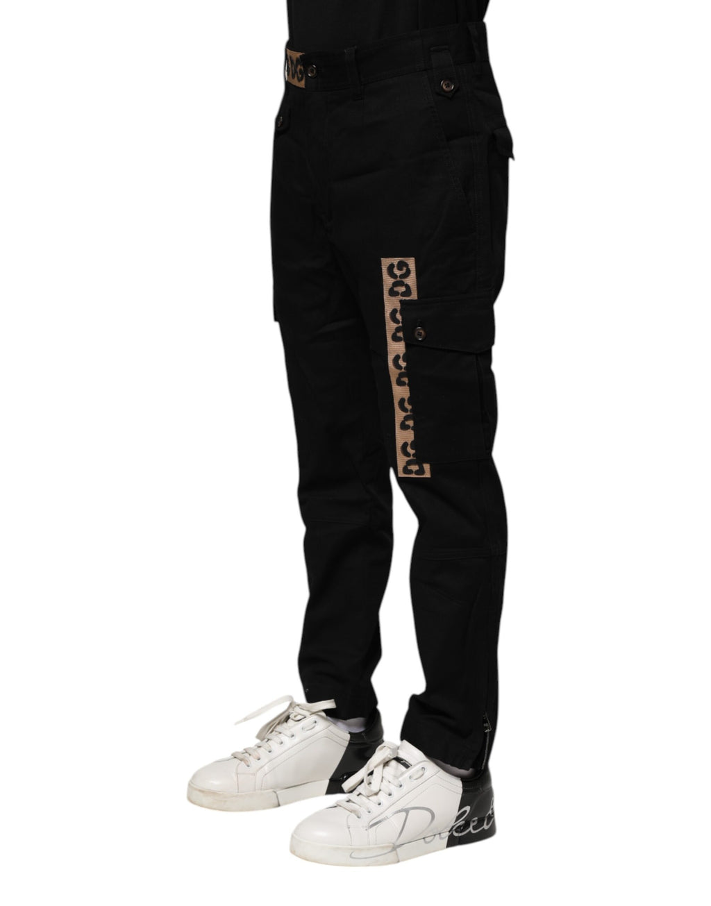 Pantalon cargo décontracté en coton noir Dolce &amp; Gabbana