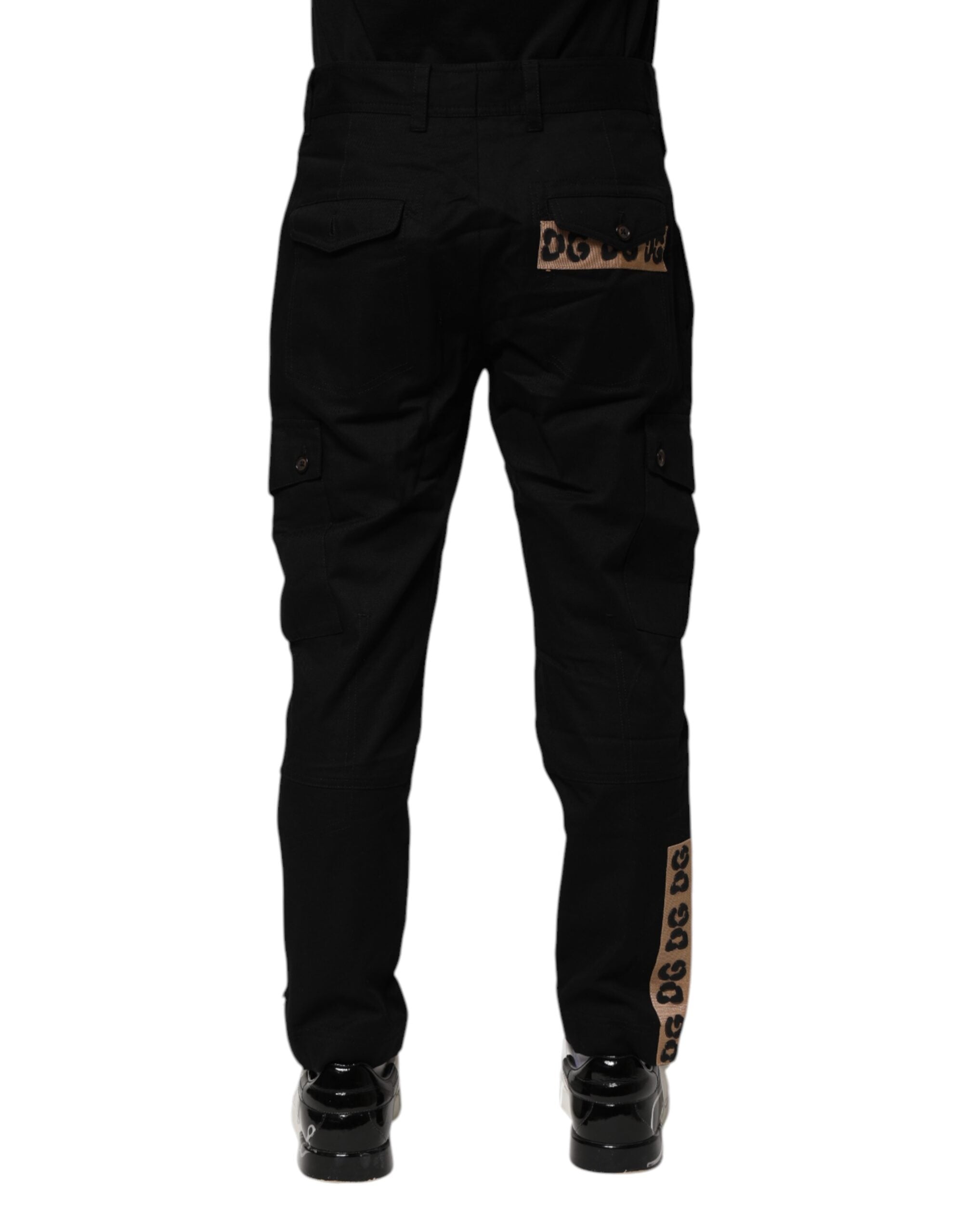 Pantalon cargo décontracté en coton noir Dolce &amp; Gabbana
