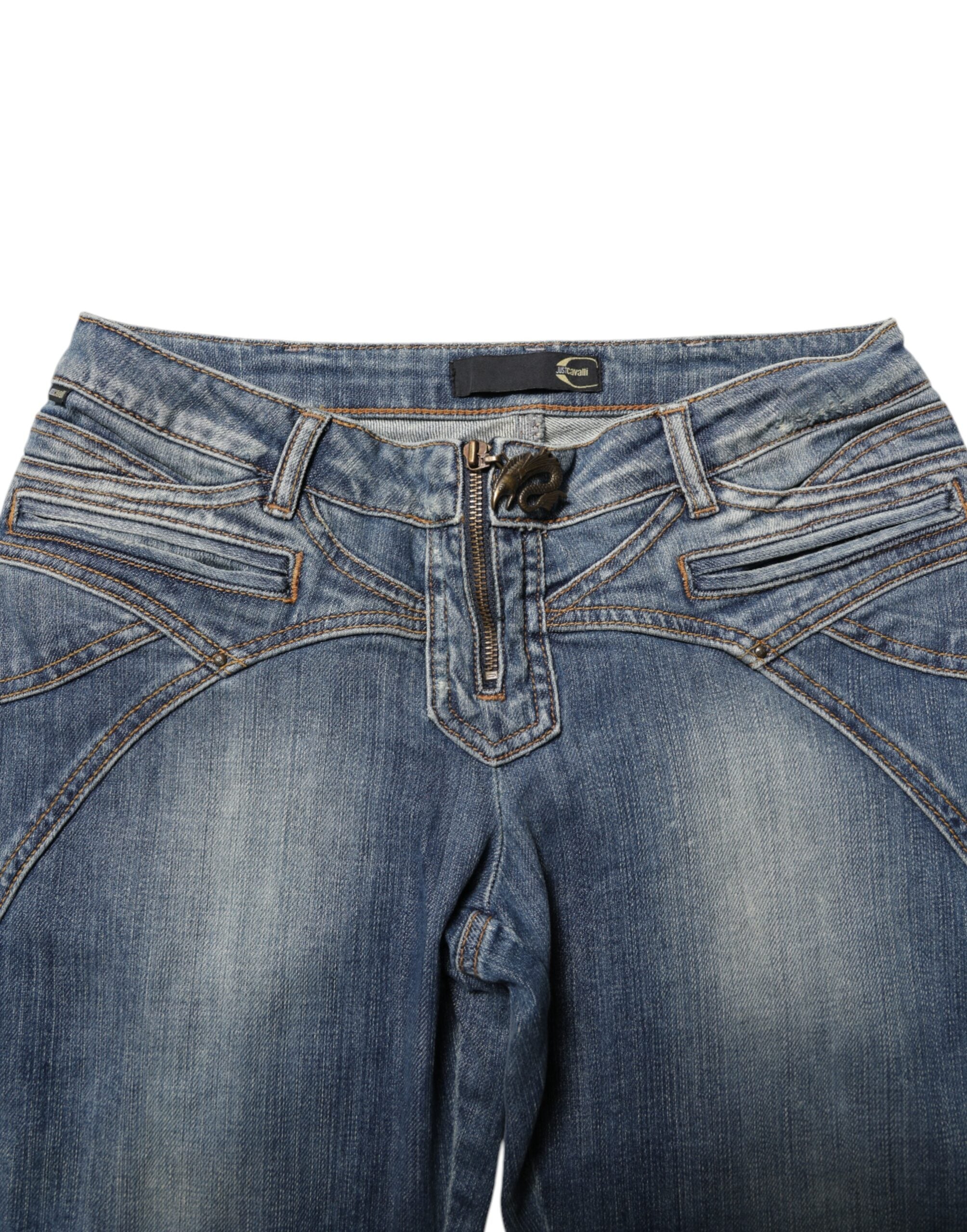Jean en denim bleu délavé coupe droite Just Cavalli pour homme