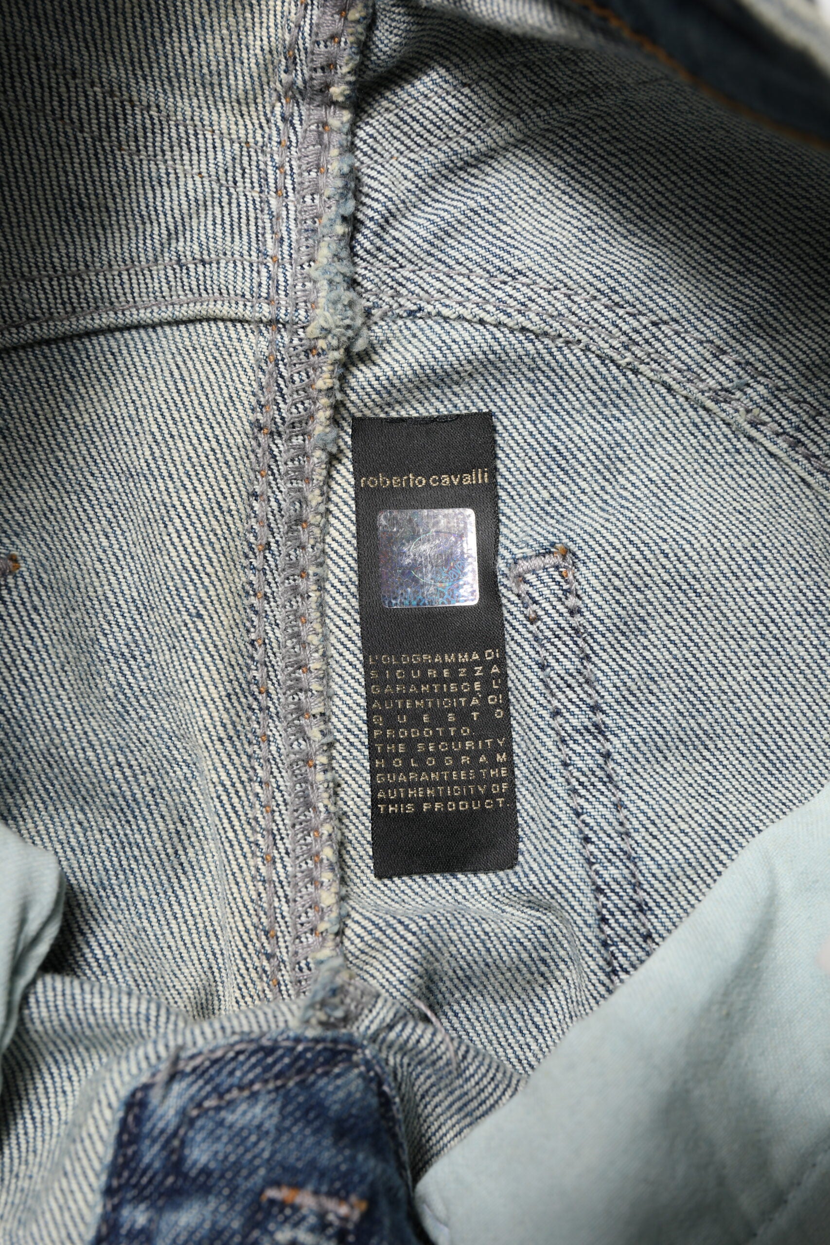 Jean en denim bleu délavé coupe droite Just Cavalli pour homme