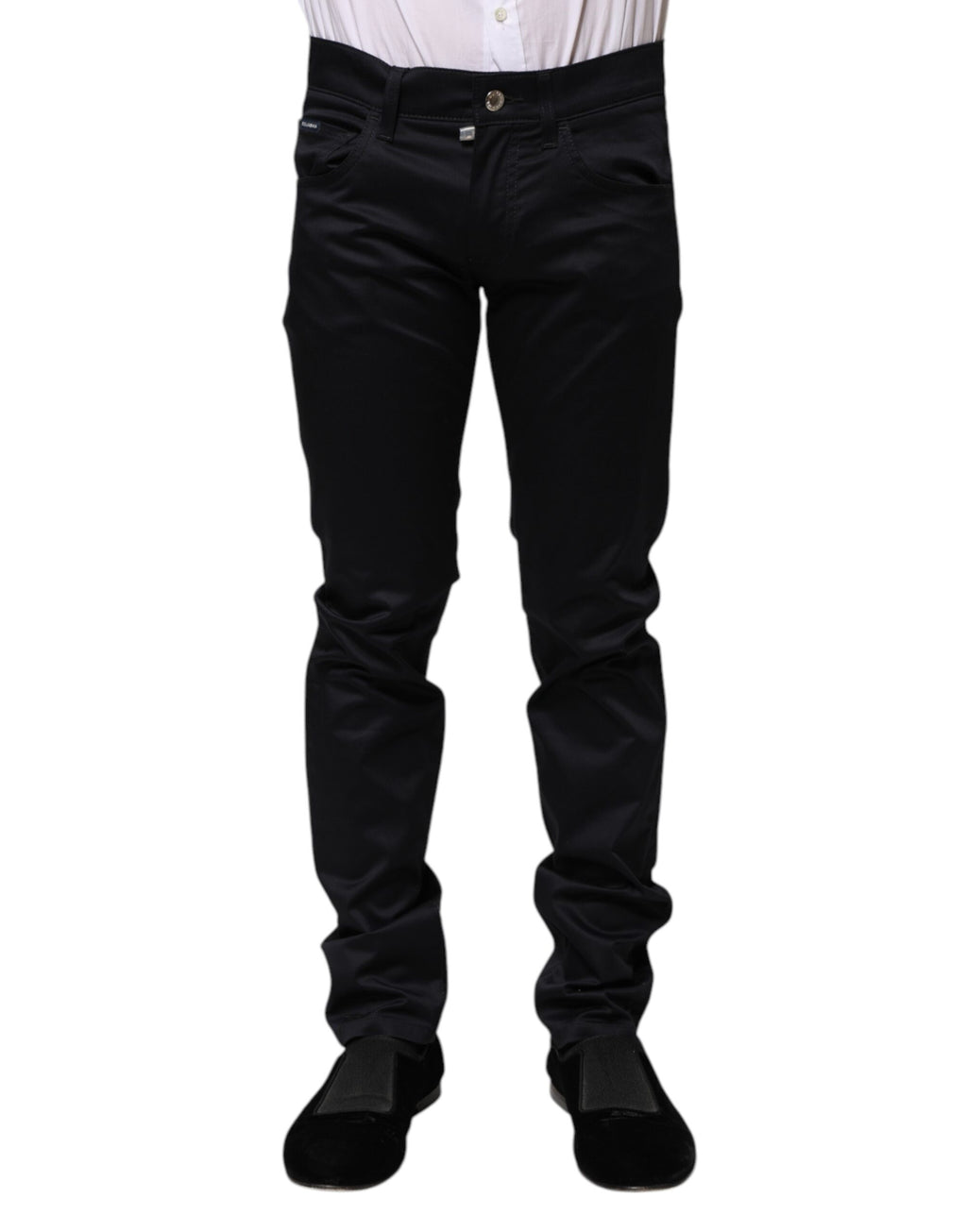 Pantalon skinny taille moyenne en coton noir Dolce &amp; Gabbana