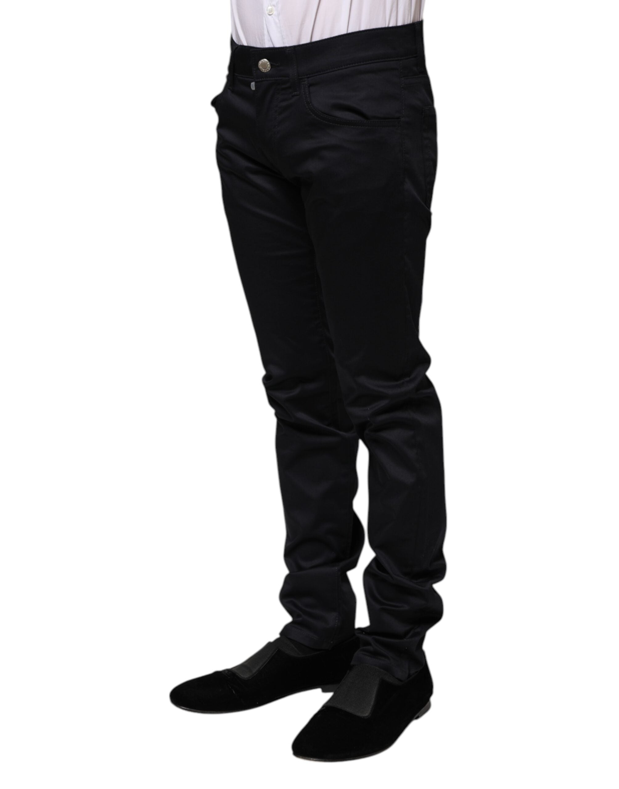 Pantalon skinny taille moyenne en coton noir Dolce &amp; Gabbana