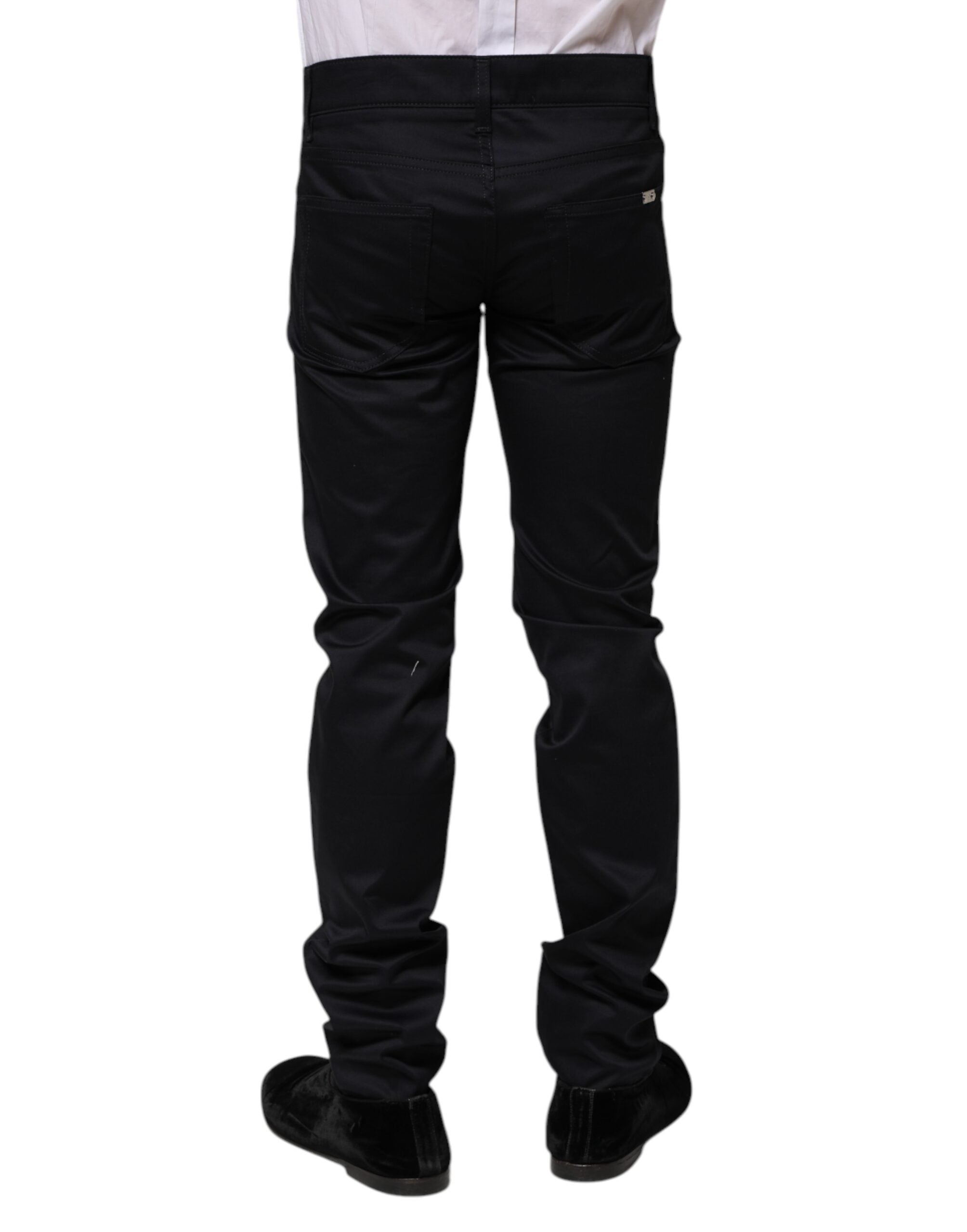 Pantalon skinny taille moyenne en coton noir Dolce &amp; Gabbana