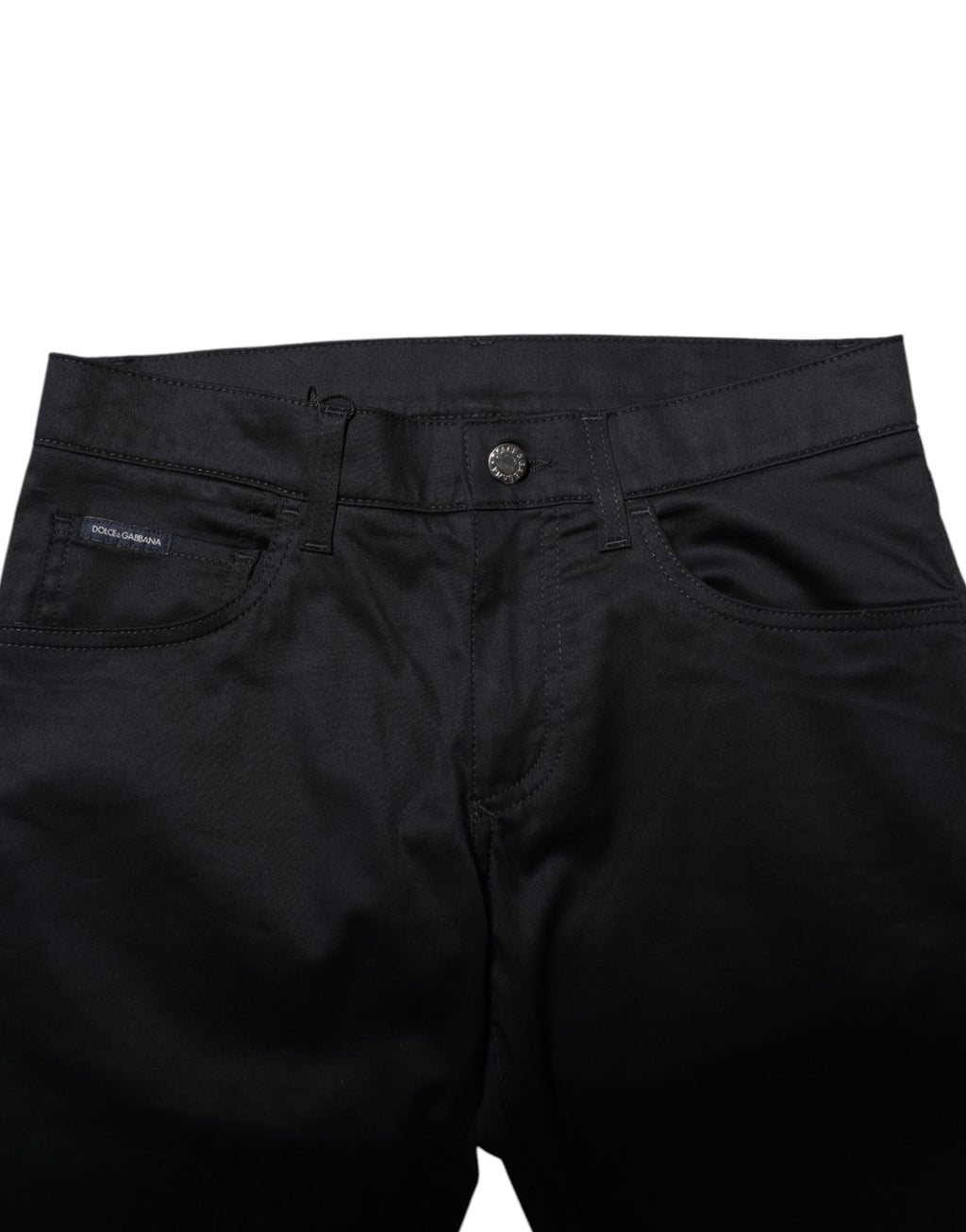 Pantalon skinny taille moyenne en coton noir Dolce &amp; Gabbana