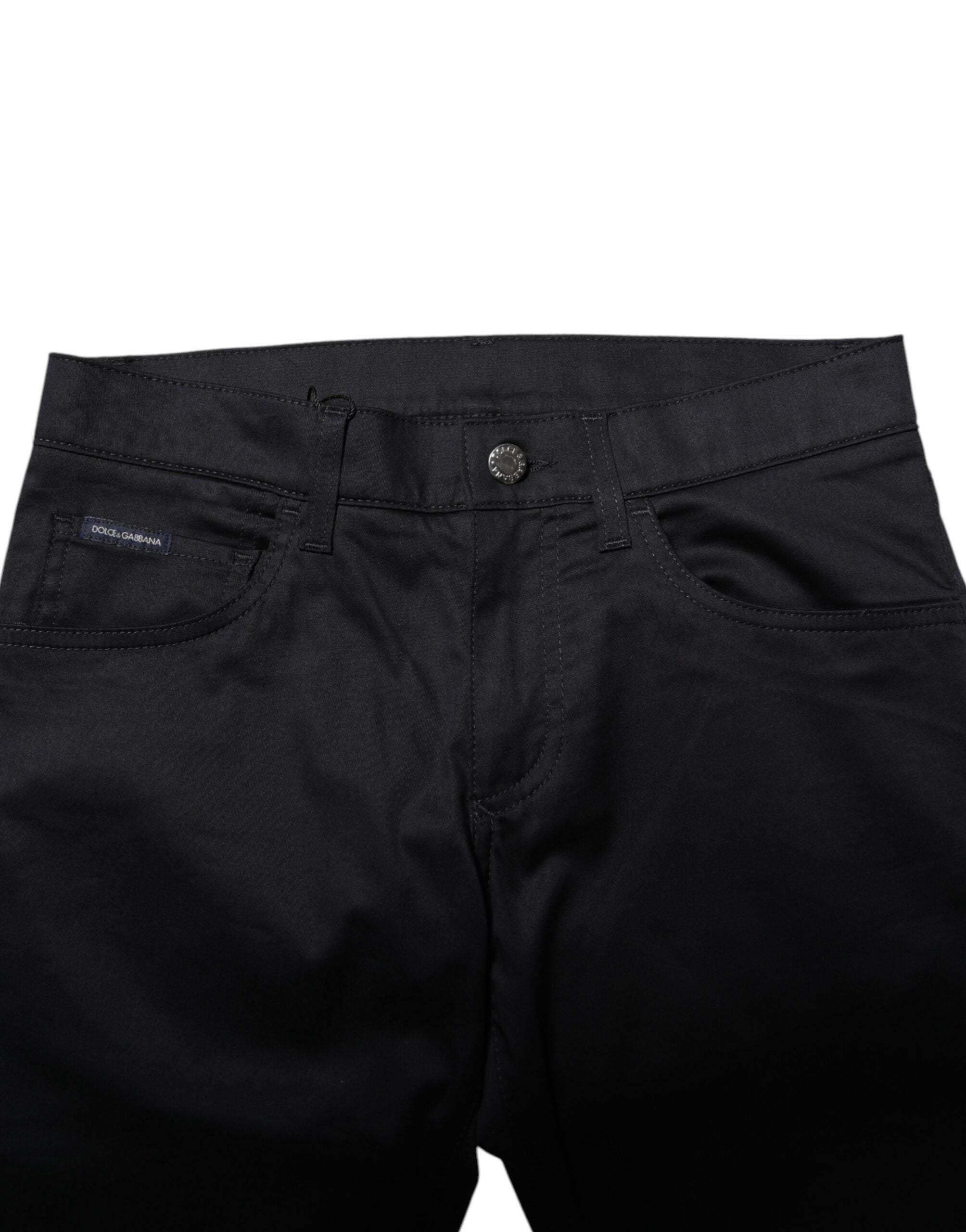 Pantalon skinny taille moyenne en coton noir Dolce &amp; Gabbana