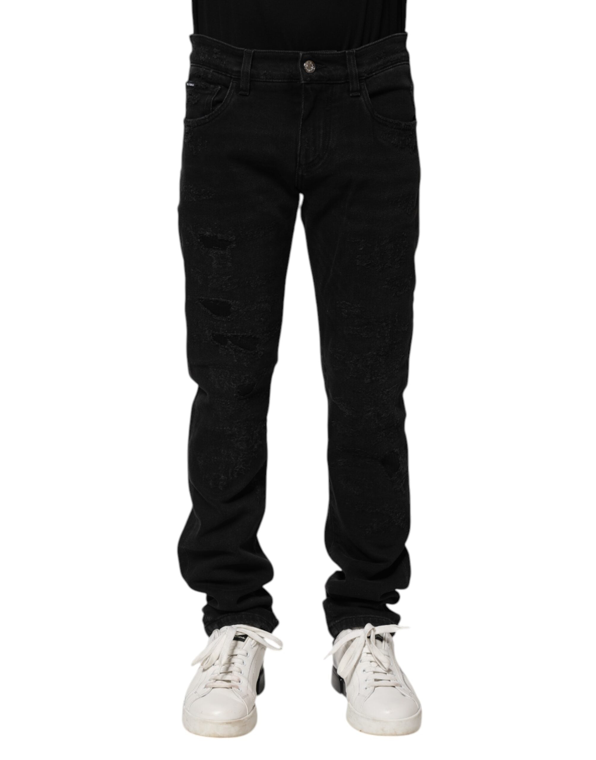 Jean skinny en coton noir Dolce &amp; Gabbana pour homme