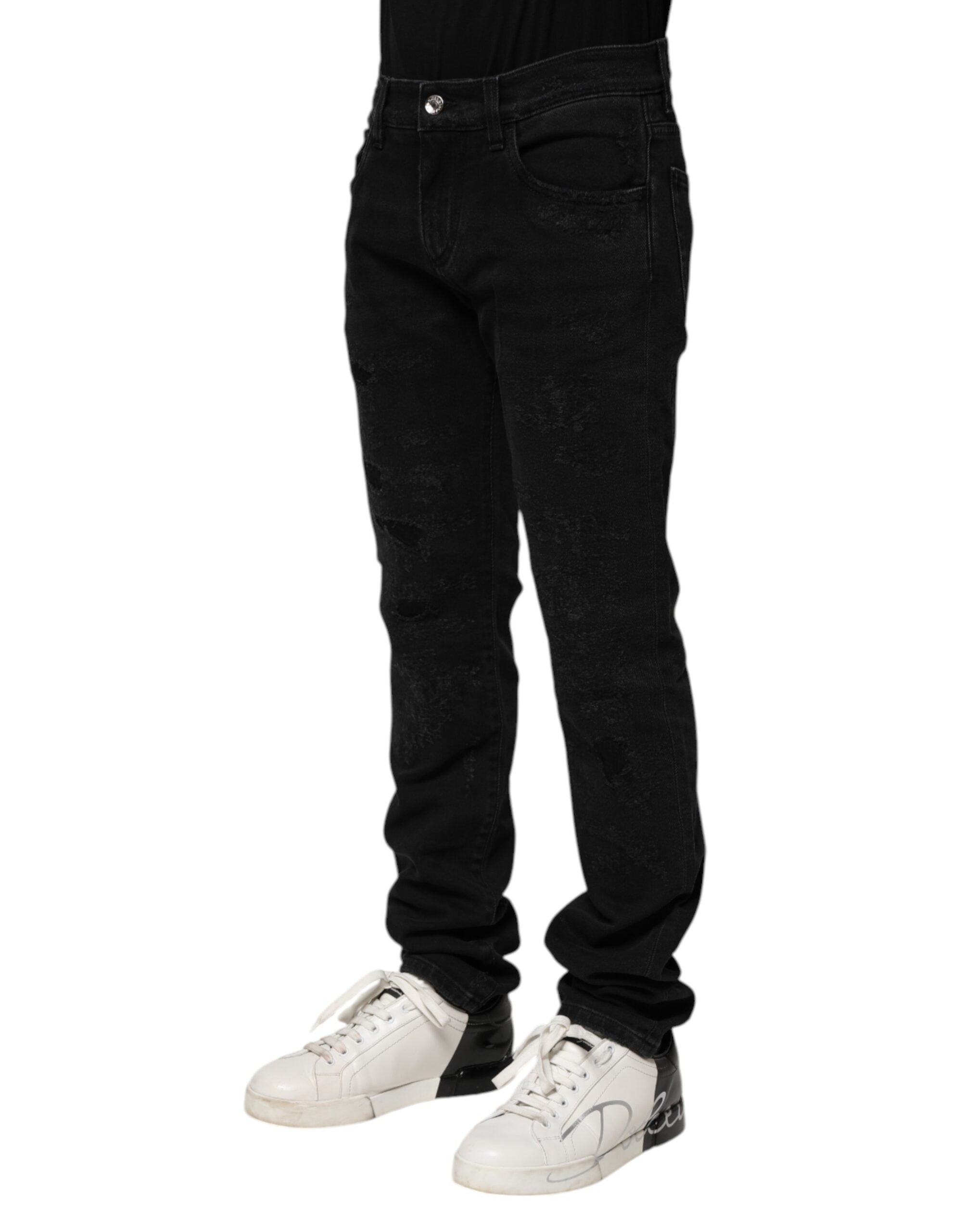 Jean skinny en coton noir Dolce &amp; Gabbana pour homme