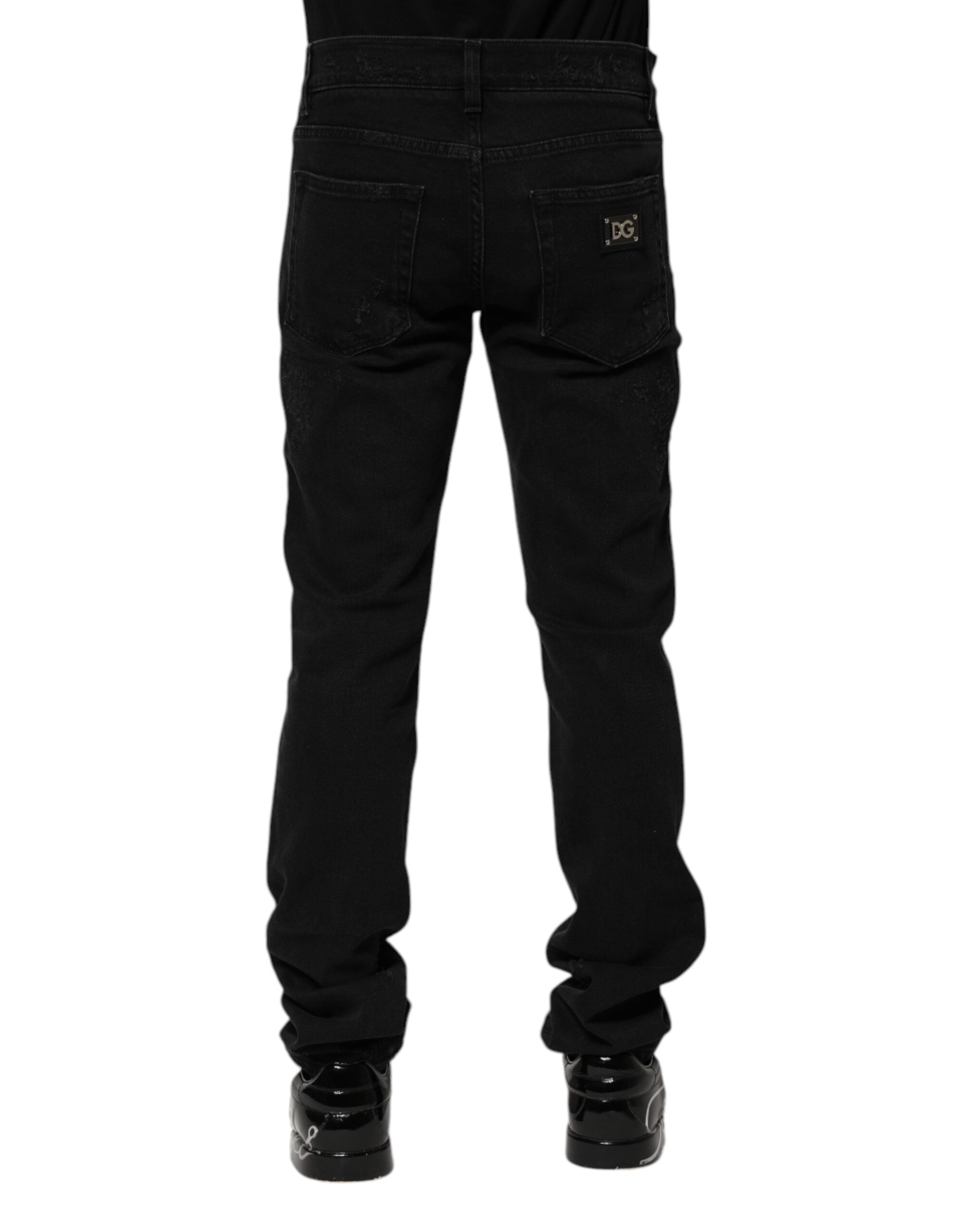 Jean skinny en coton noir Dolce &amp; Gabbana pour homme