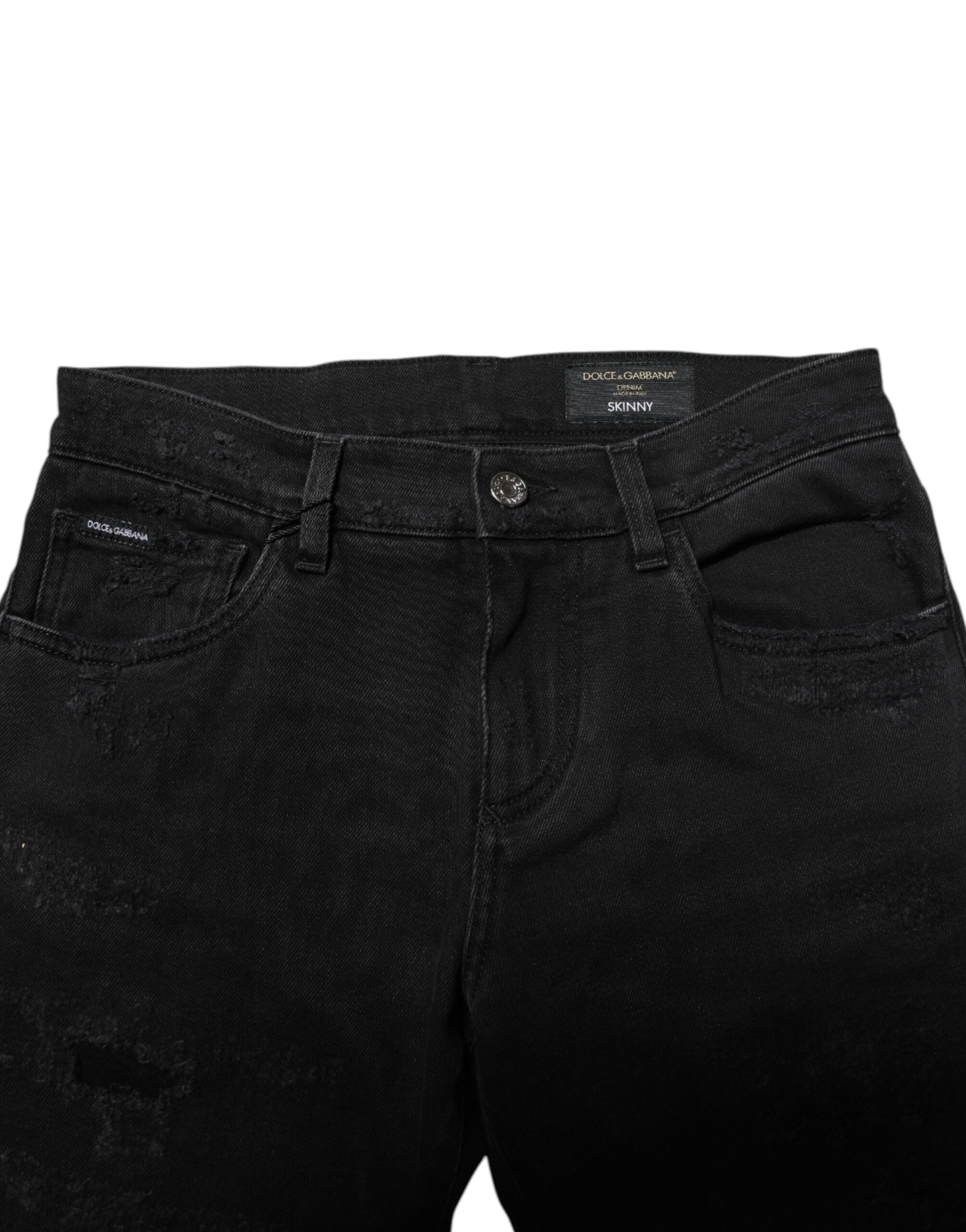 Jean skinny en coton noir Dolce &amp; Gabbana pour homme