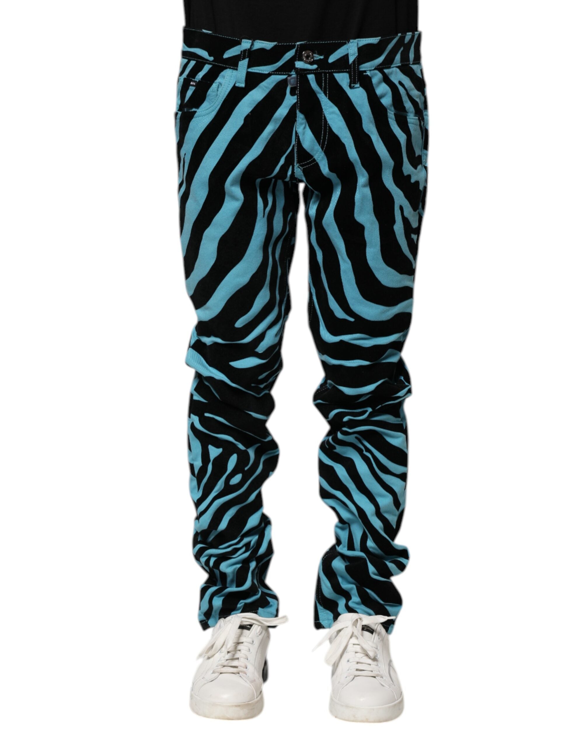 Jean skinny à rayures bleues et noires Dolce &amp; Gabbana