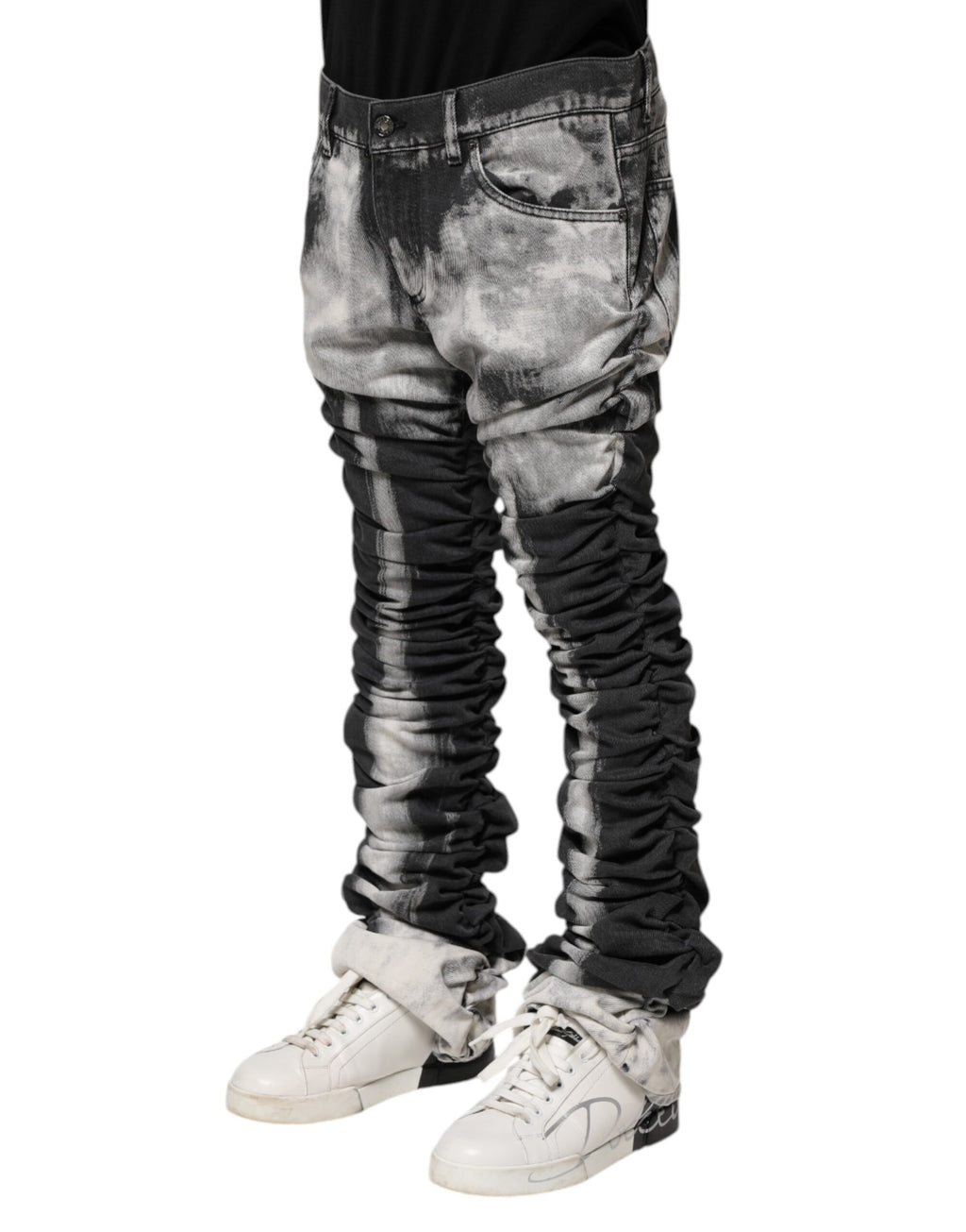 Jean droit en denim noir tie-dye Dolce &amp; Gabbana