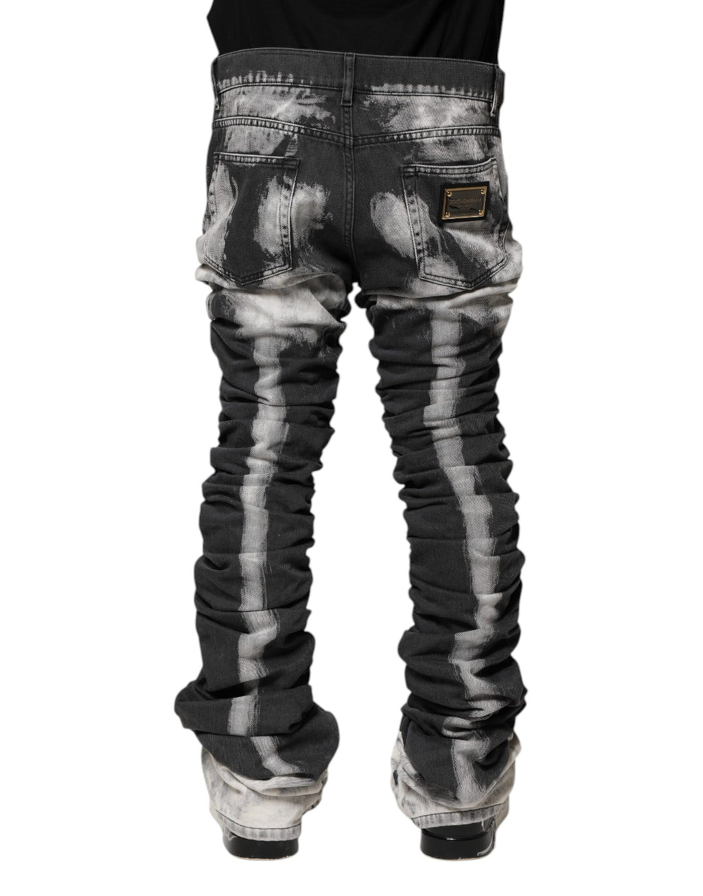 Jean droit en denim noir tie-dye Dolce &amp; Gabbana