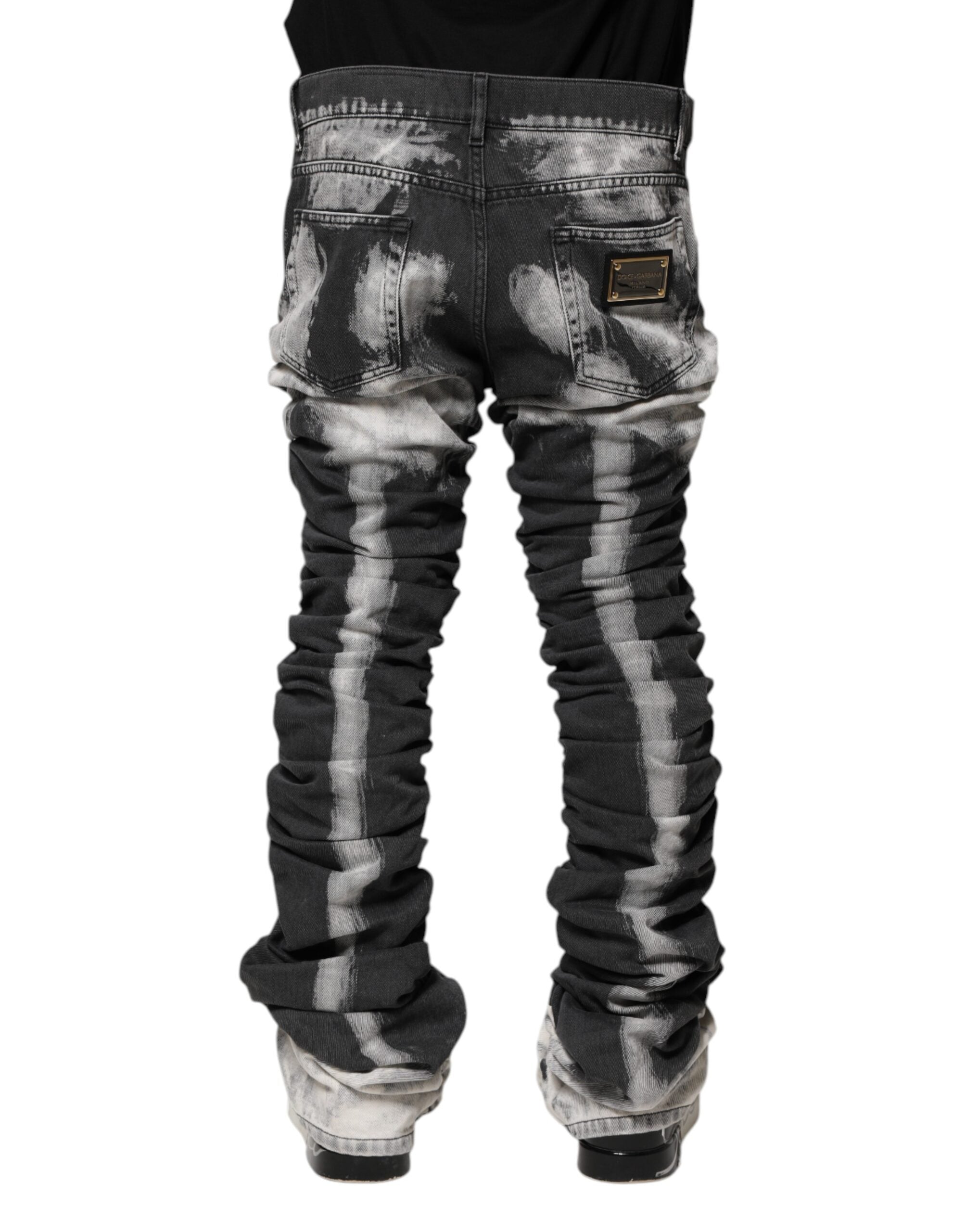 Jean droit en denim noir tie-dye Dolce &amp; Gabbana