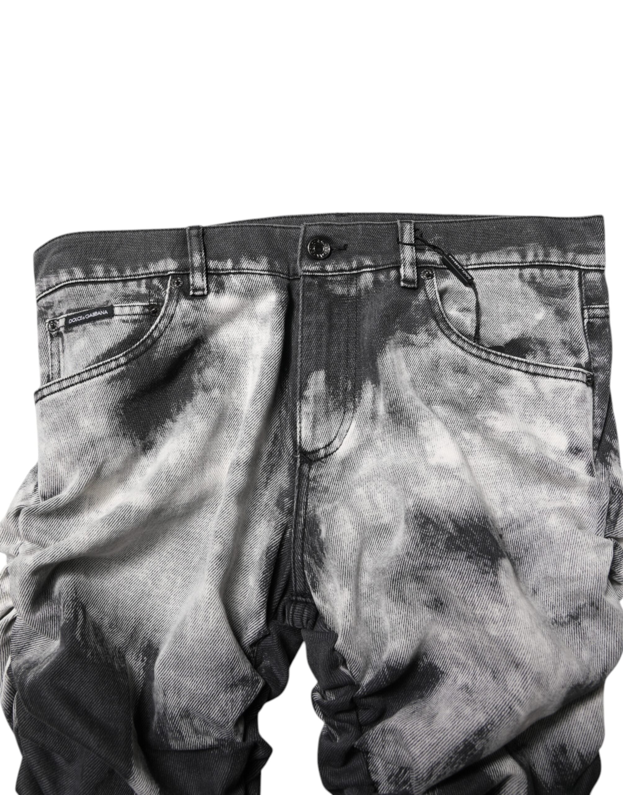 Jean droit en denim noir tie-dye Dolce &amp; Gabbana