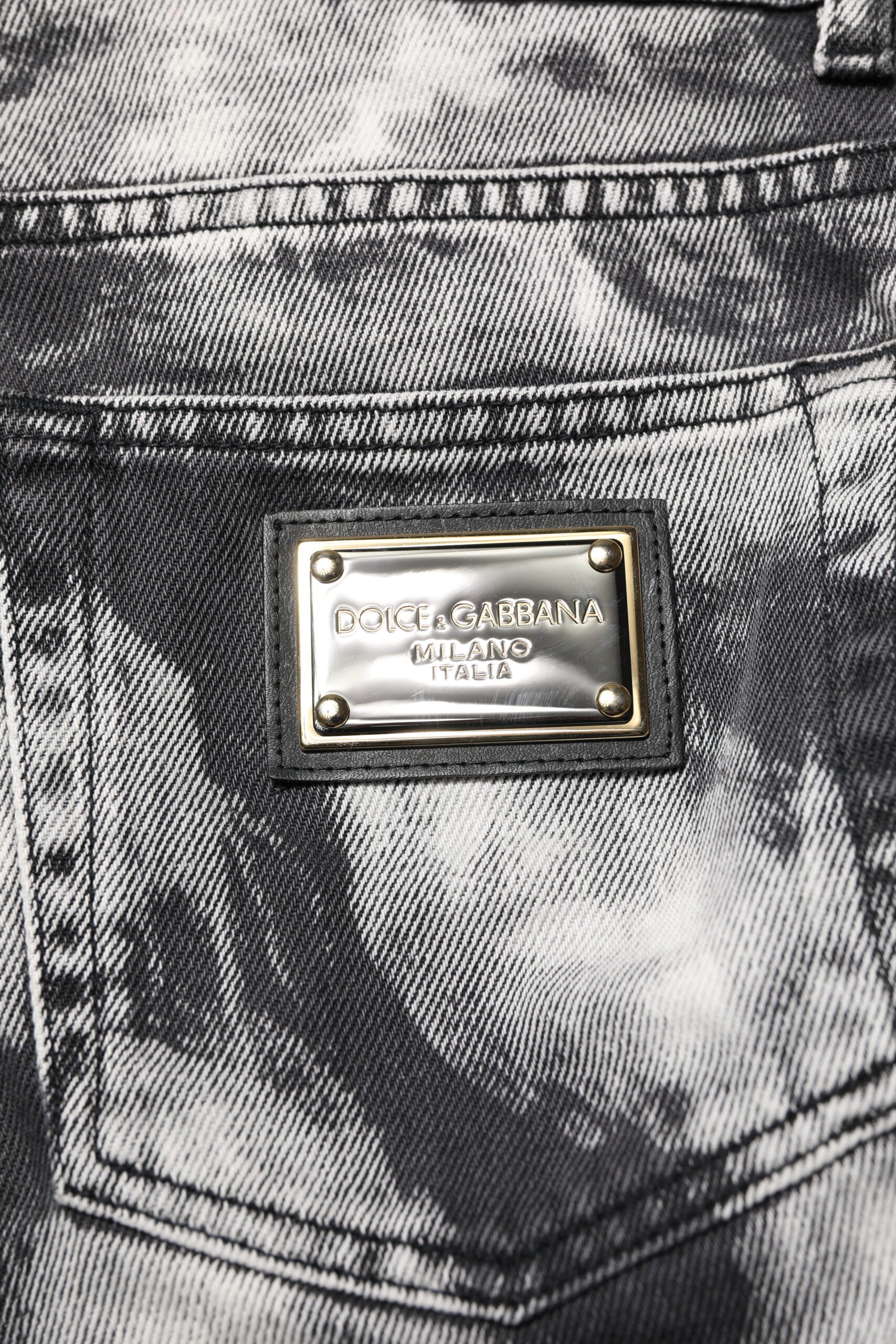 Jean droit en denim noir tie-dye Dolce &amp; Gabbana