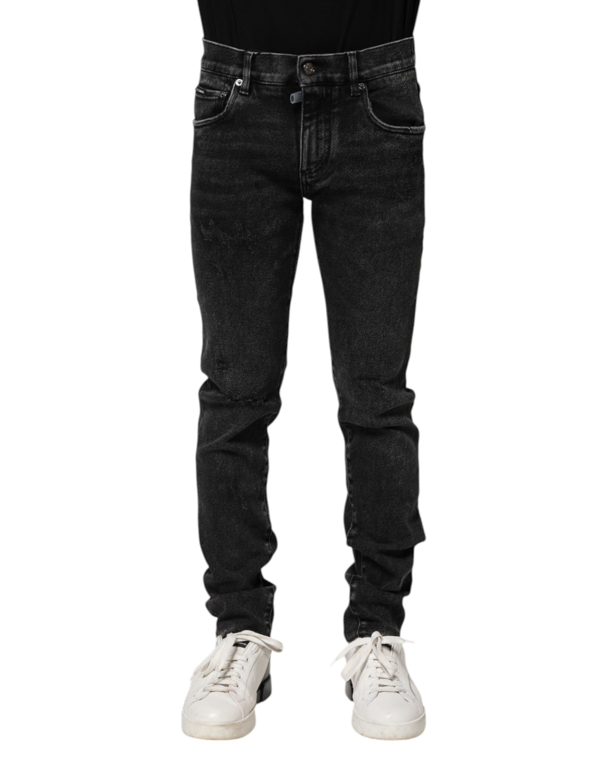 Jean skinny en coton noir Dolce &amp; Gabbana pour homme