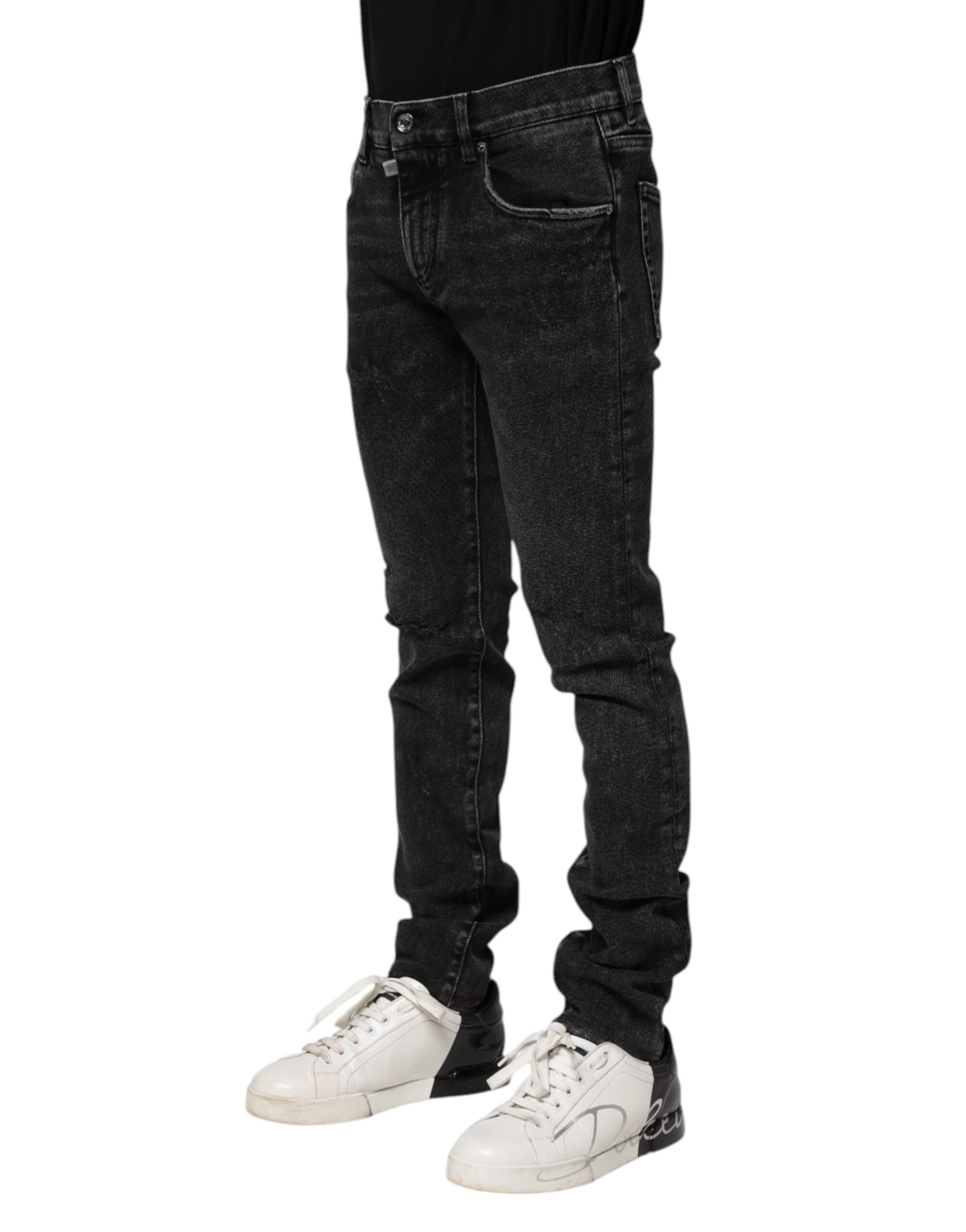 Jean skinny en coton noir Dolce &amp; Gabbana pour homme