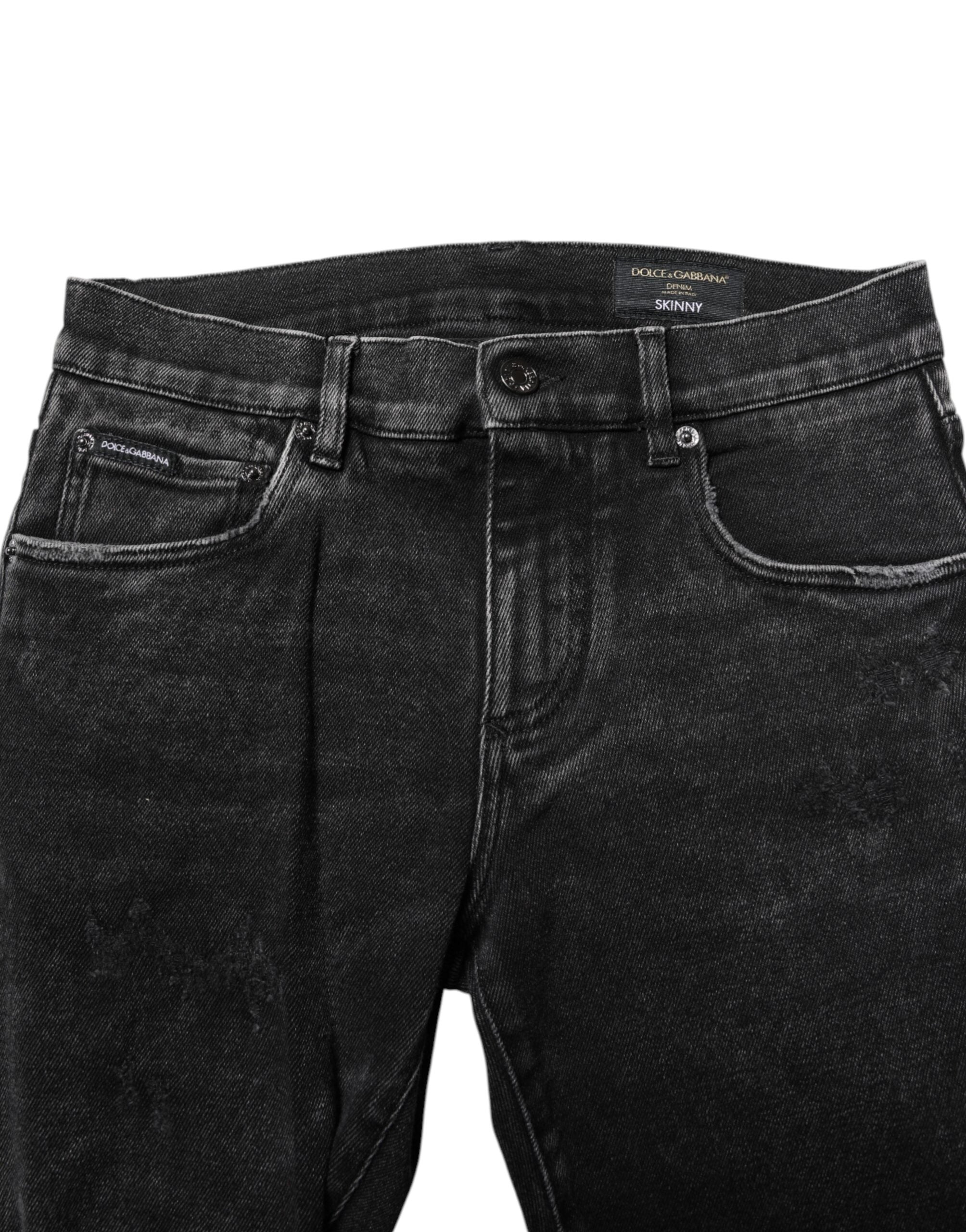Jean skinny en coton noir Dolce &amp; Gabbana pour homme