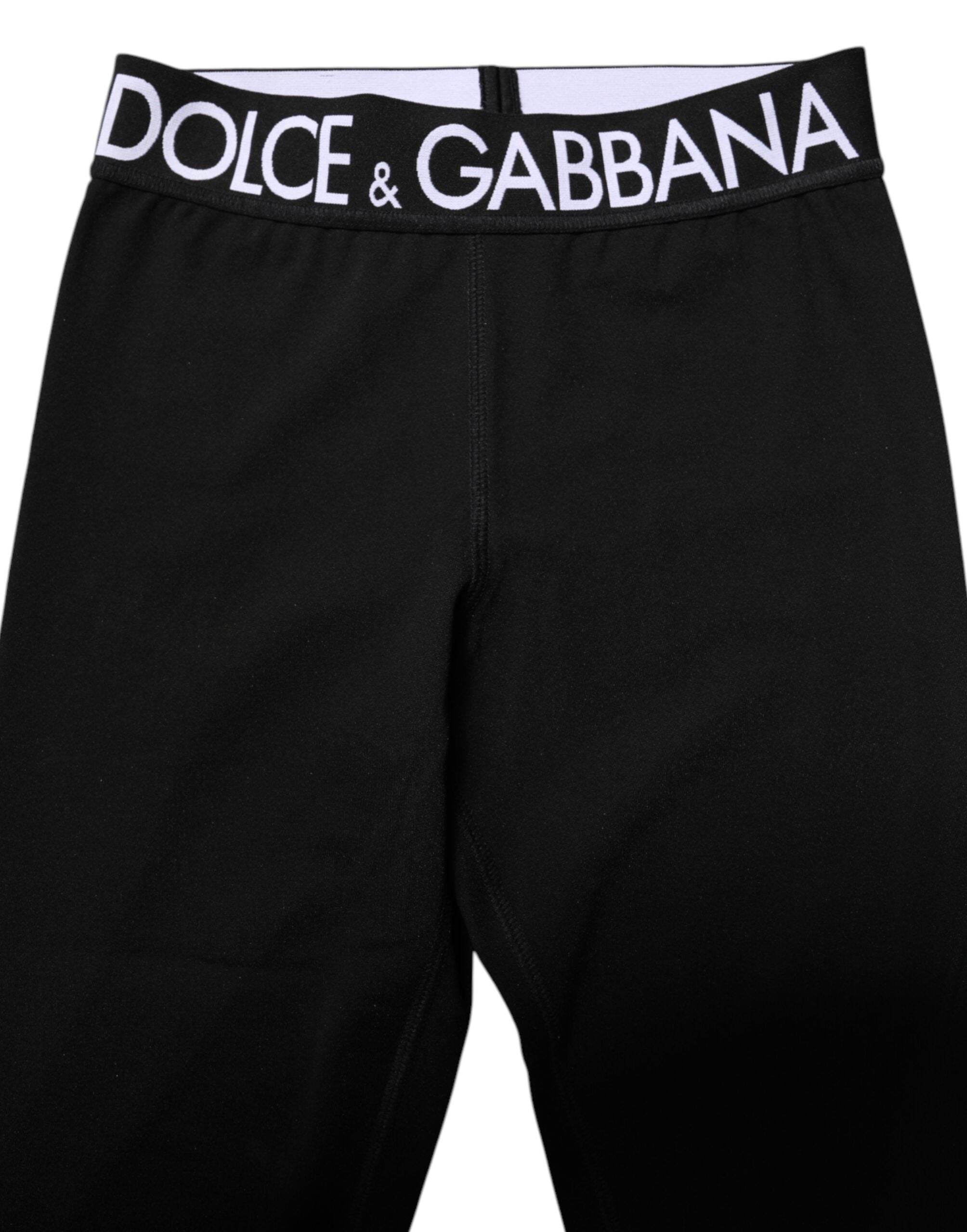 Pantalon legging skinny en nylon noir argenté Dolce &amp; Gabbana pour homme