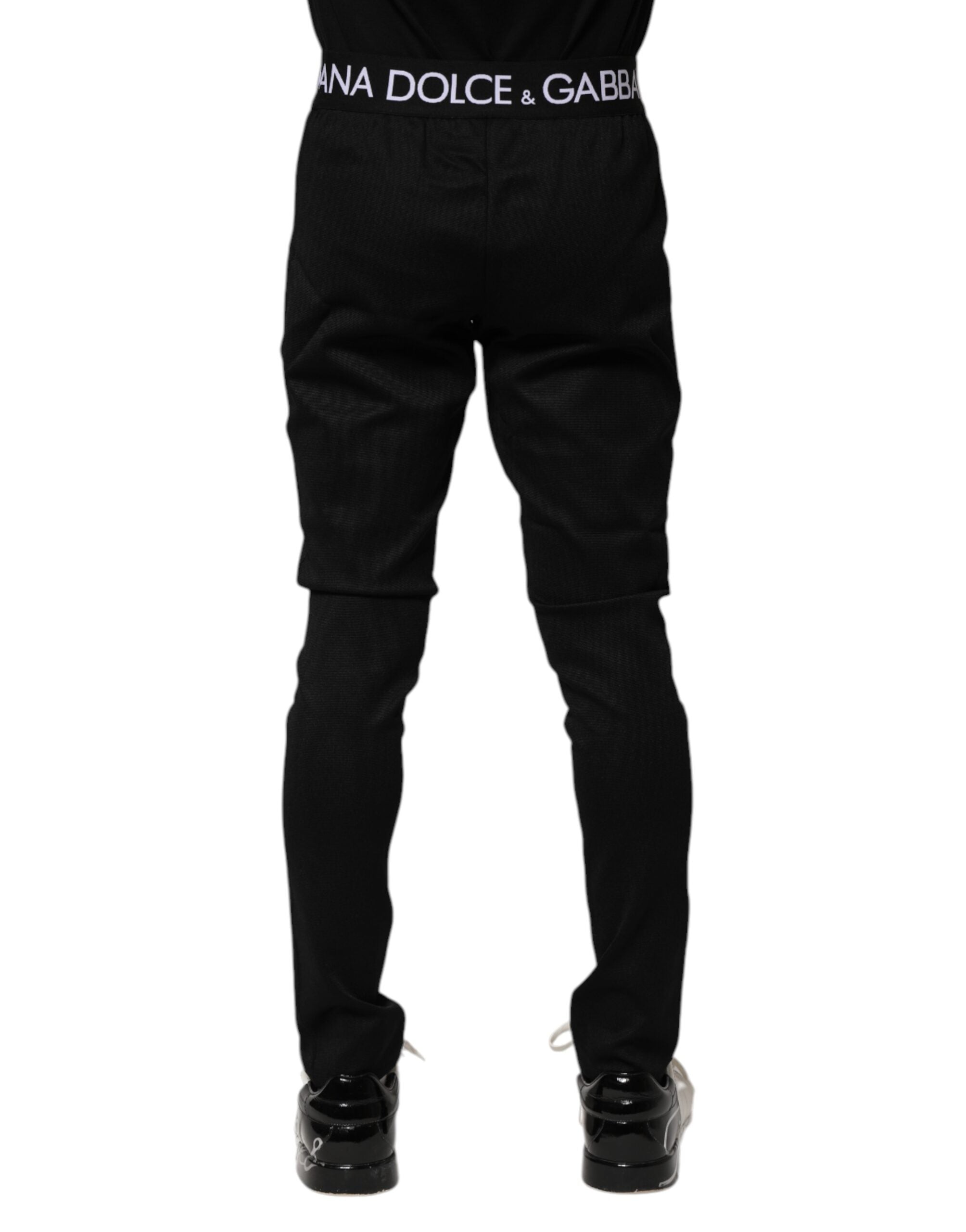 Pantalon de jogging skinny en nylon noir Dolce &amp; Gabbana pour homme