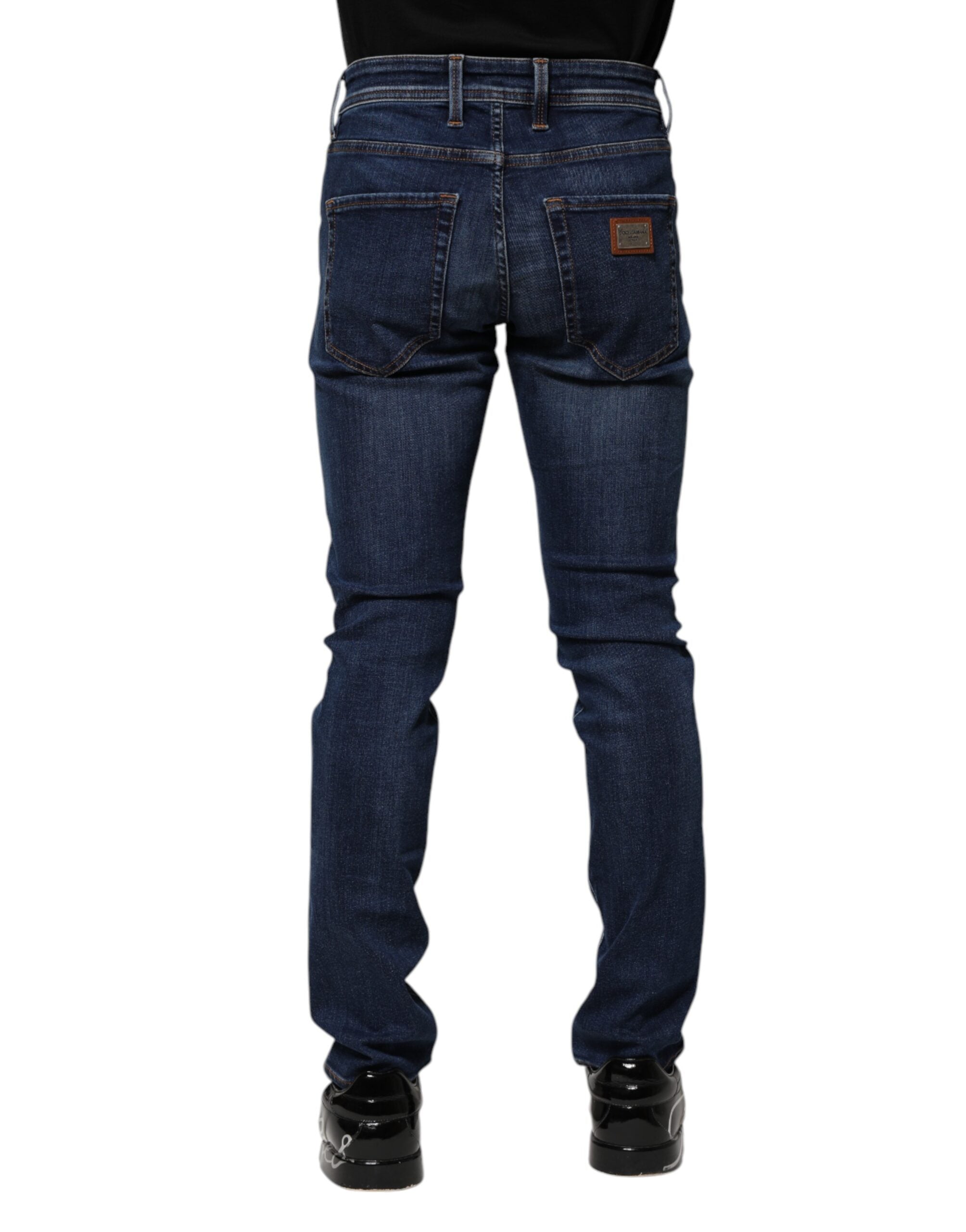 Jean skinny en coton bleu foncé Dolce &amp; Gabbana