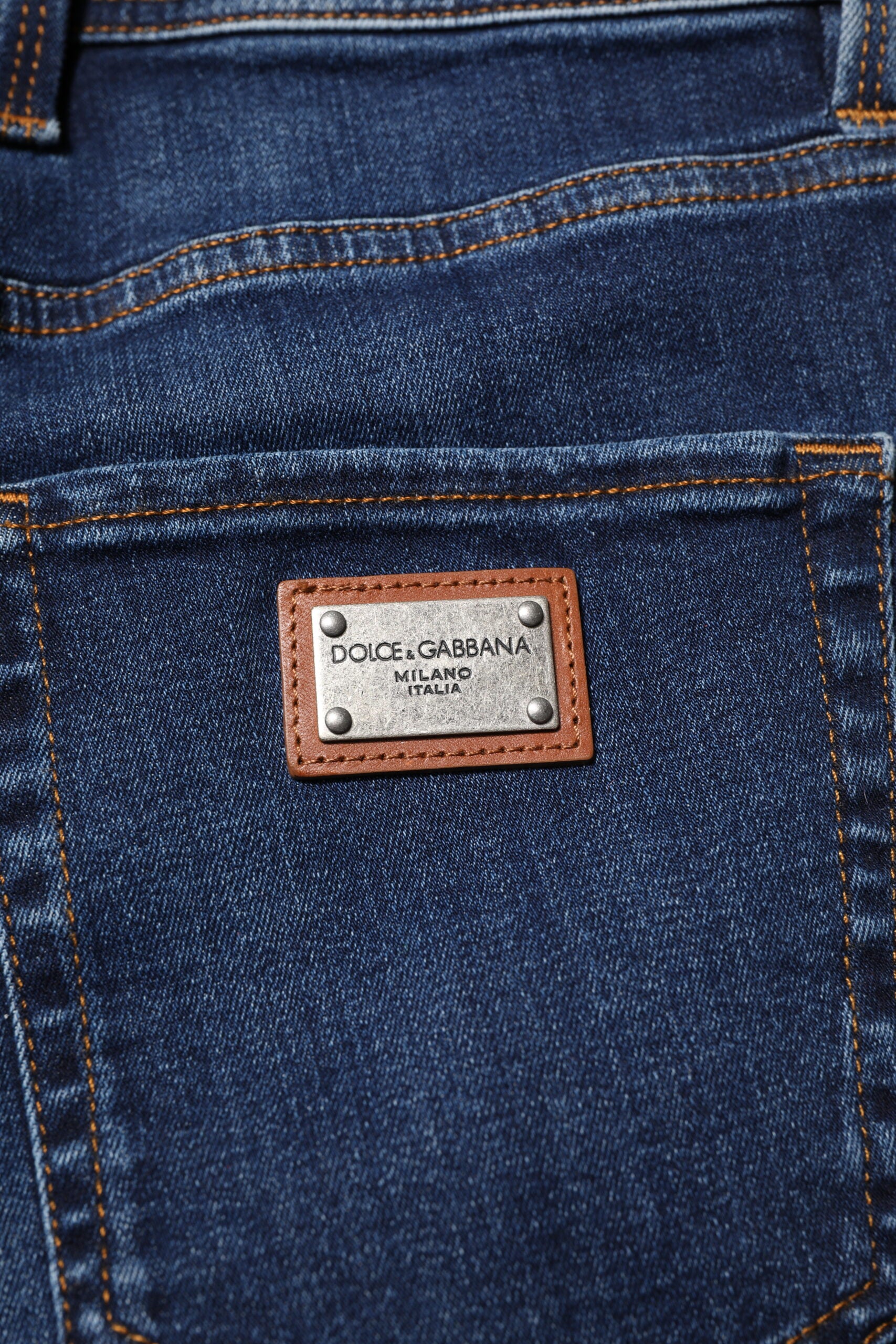 Jean skinny en coton bleu foncé Dolce &amp; Gabbana