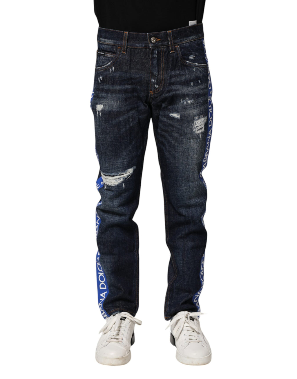 Jean skinny bleu foncé en denim déchiré Dolce &amp; Gabbana