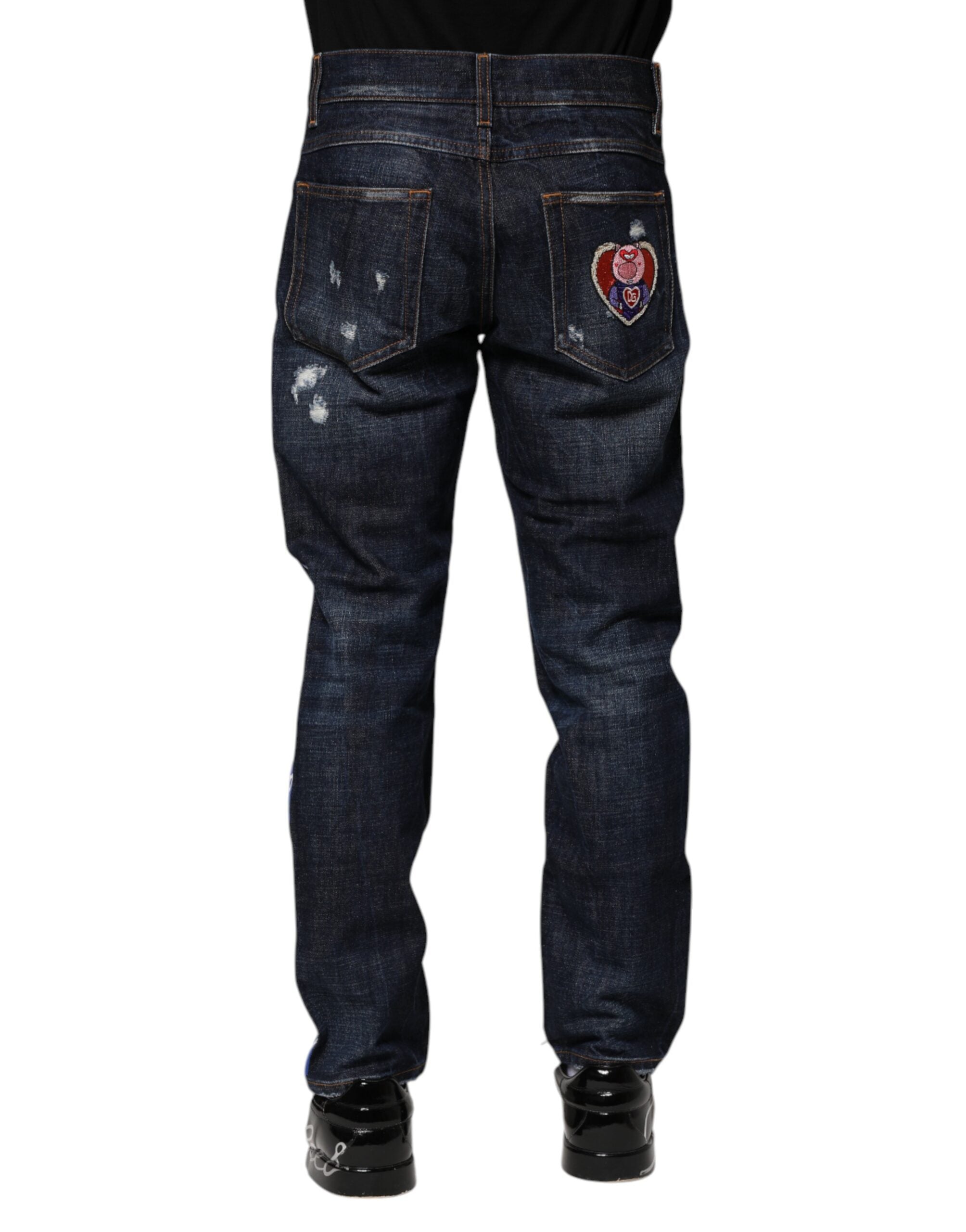 Jean skinny bleu foncé en denim déchiré Dolce &amp; Gabbana