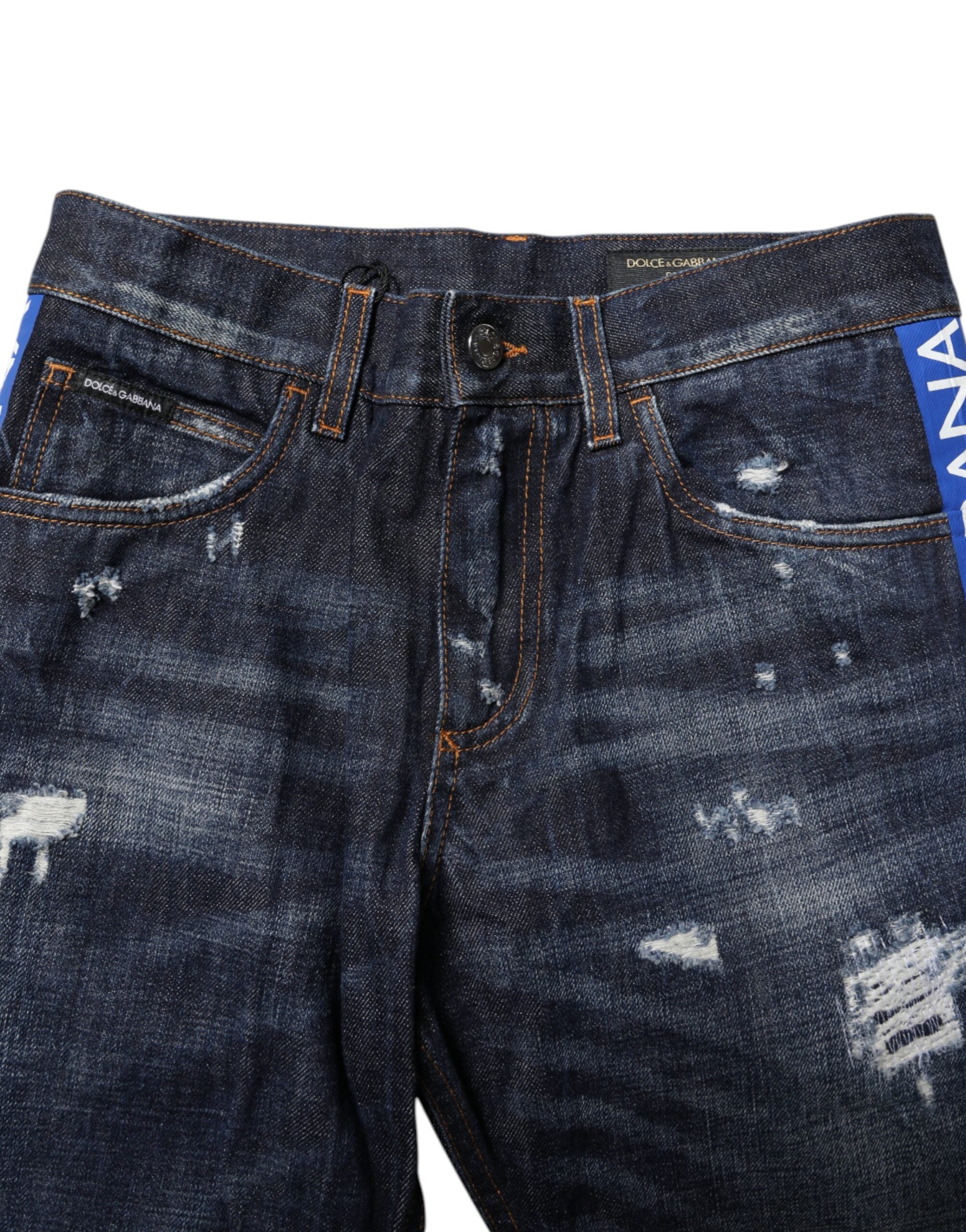 Jean skinny bleu foncé en denim déchiré Dolce &amp; Gabbana