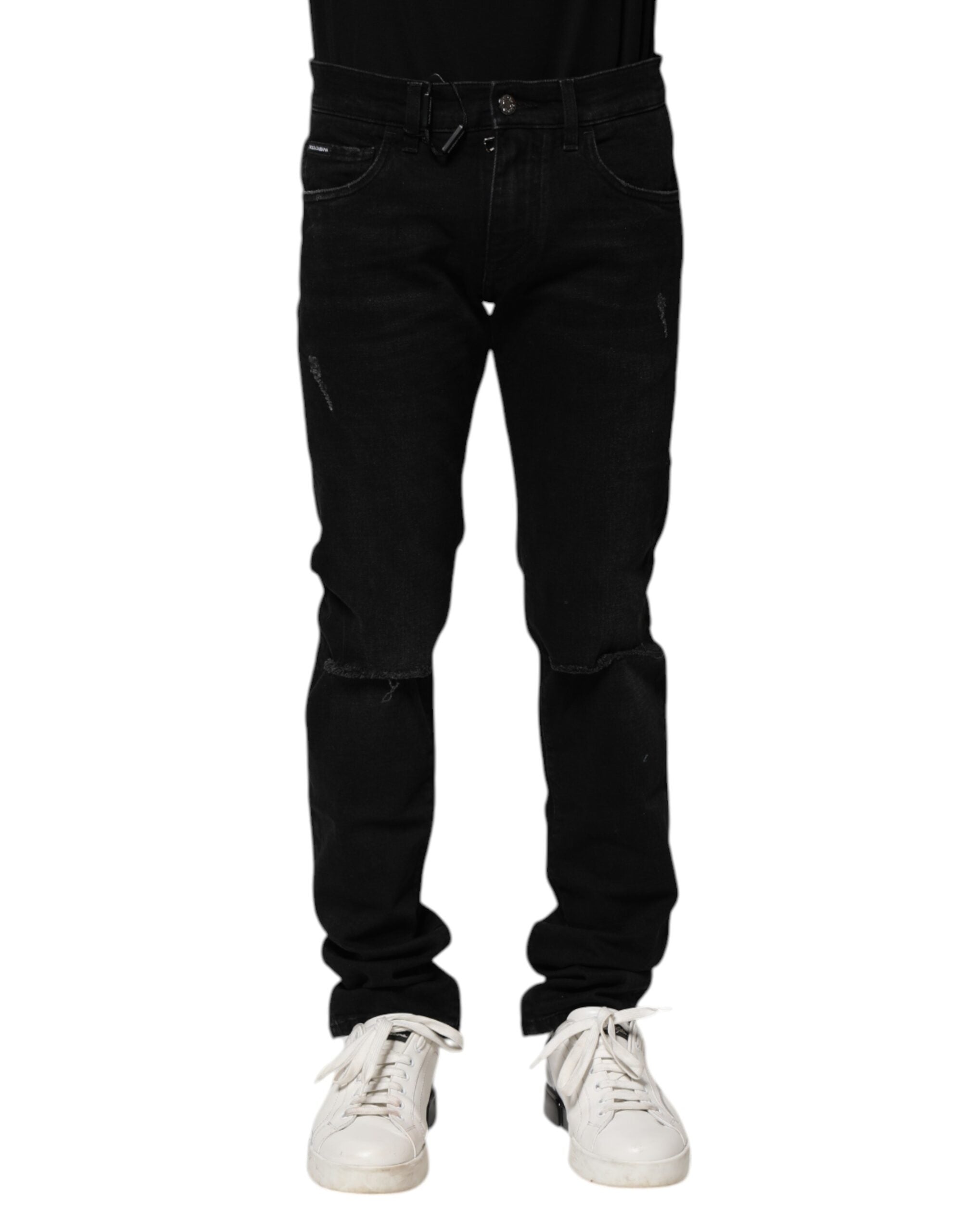 Jean skinny en coton noir Dolce &amp; Gabbana pour homme