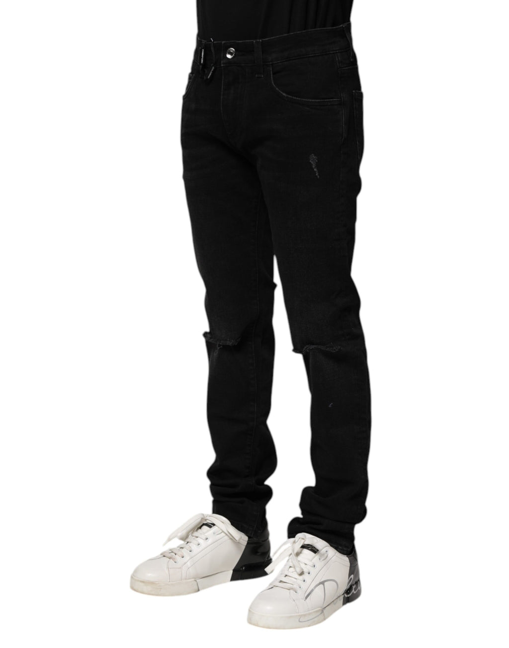 Jean skinny en coton noir Dolce &amp; Gabbana pour homme