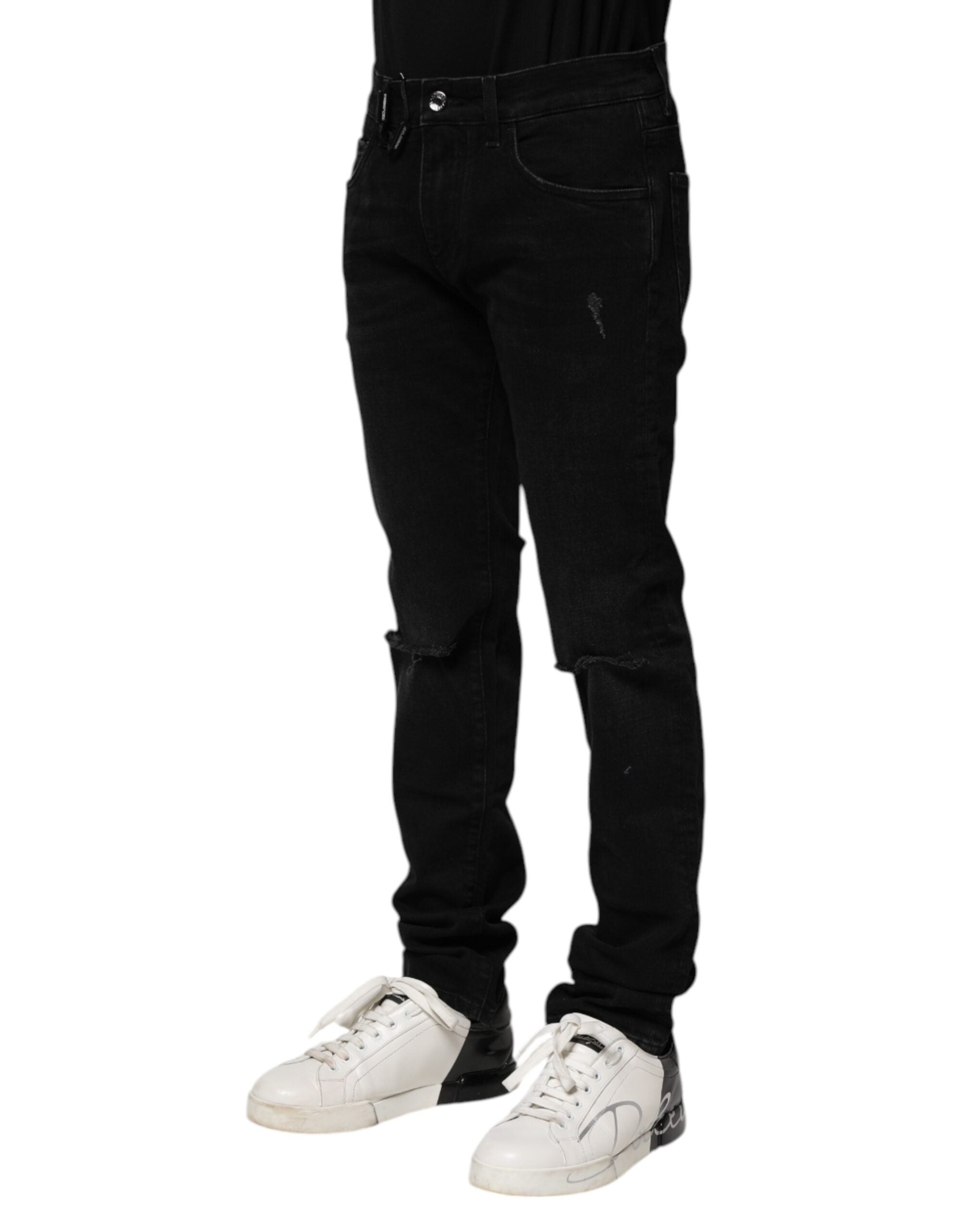 Jean skinny en coton noir Dolce &amp; Gabbana pour homme