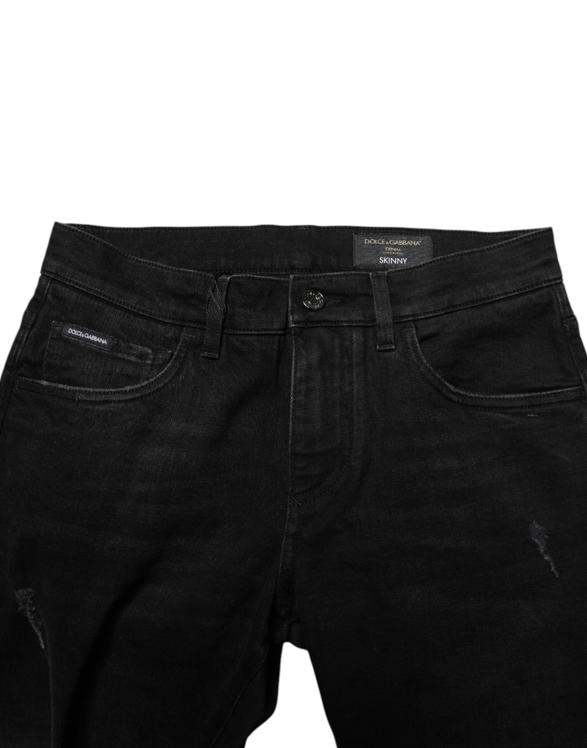 Jean skinny en coton noir Dolce &amp; Gabbana pour homme
