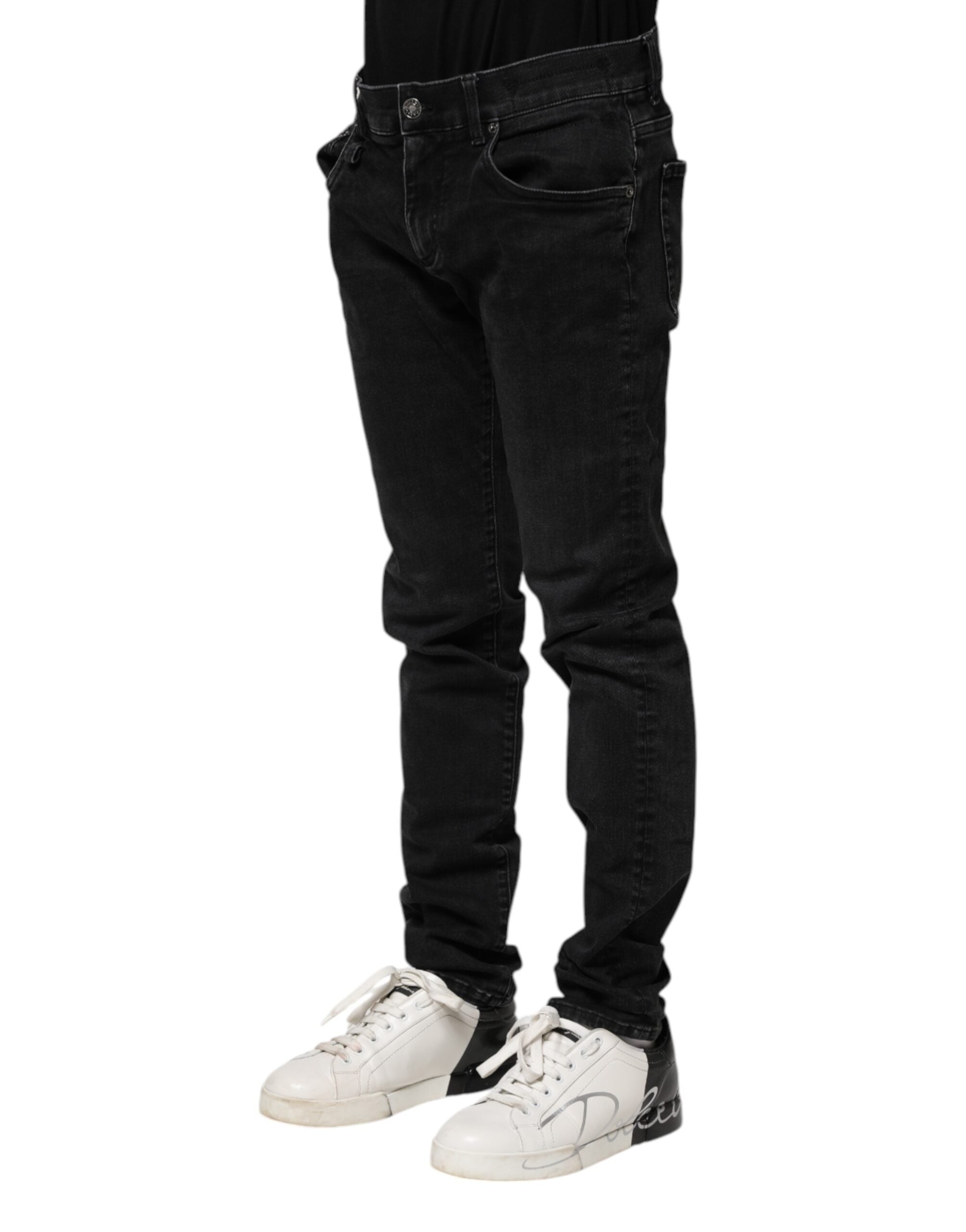 Jean skinny en coton noir Dolce &amp; Gabbana pour homme
