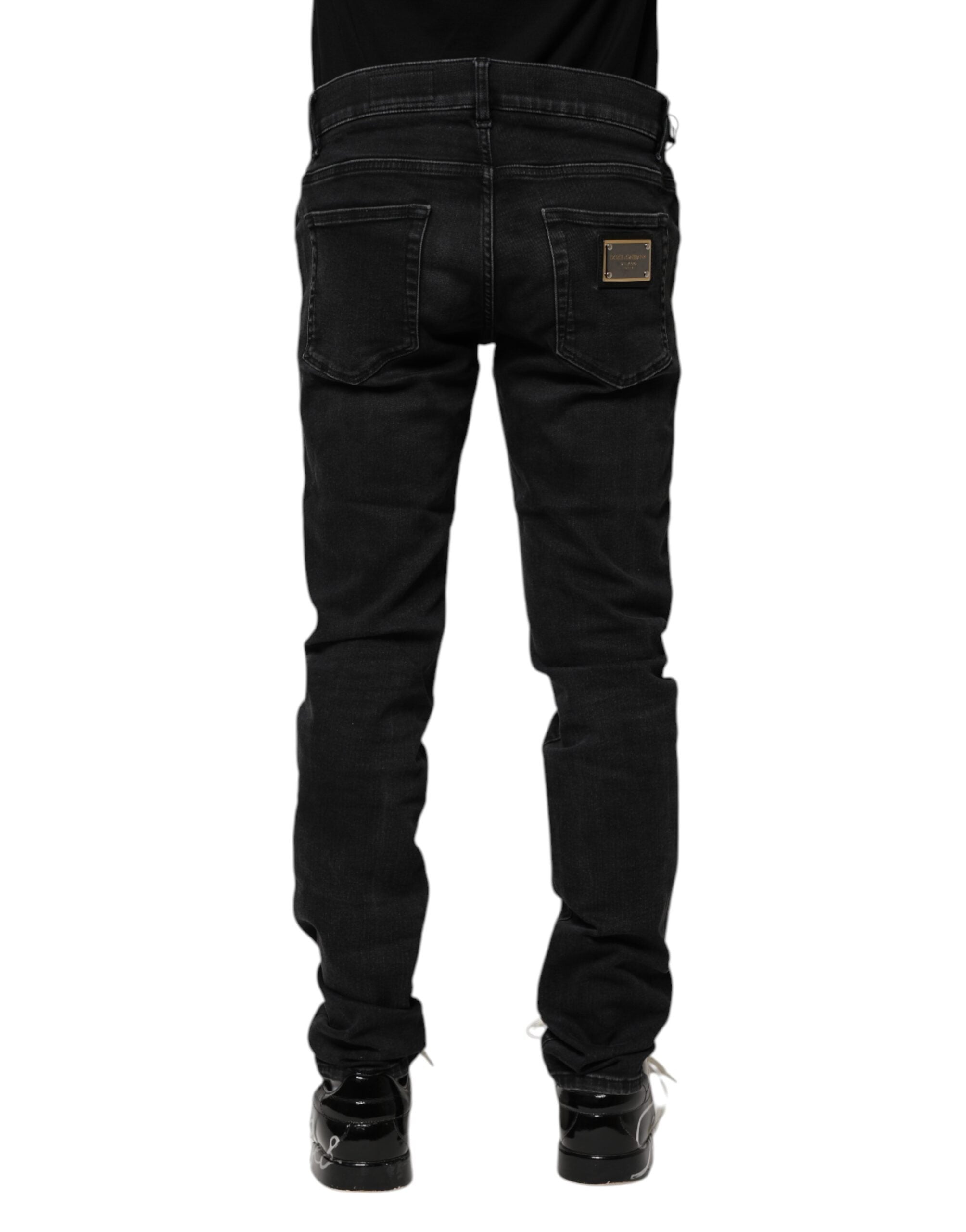Jean skinny en coton noir Dolce &amp; Gabbana pour homme