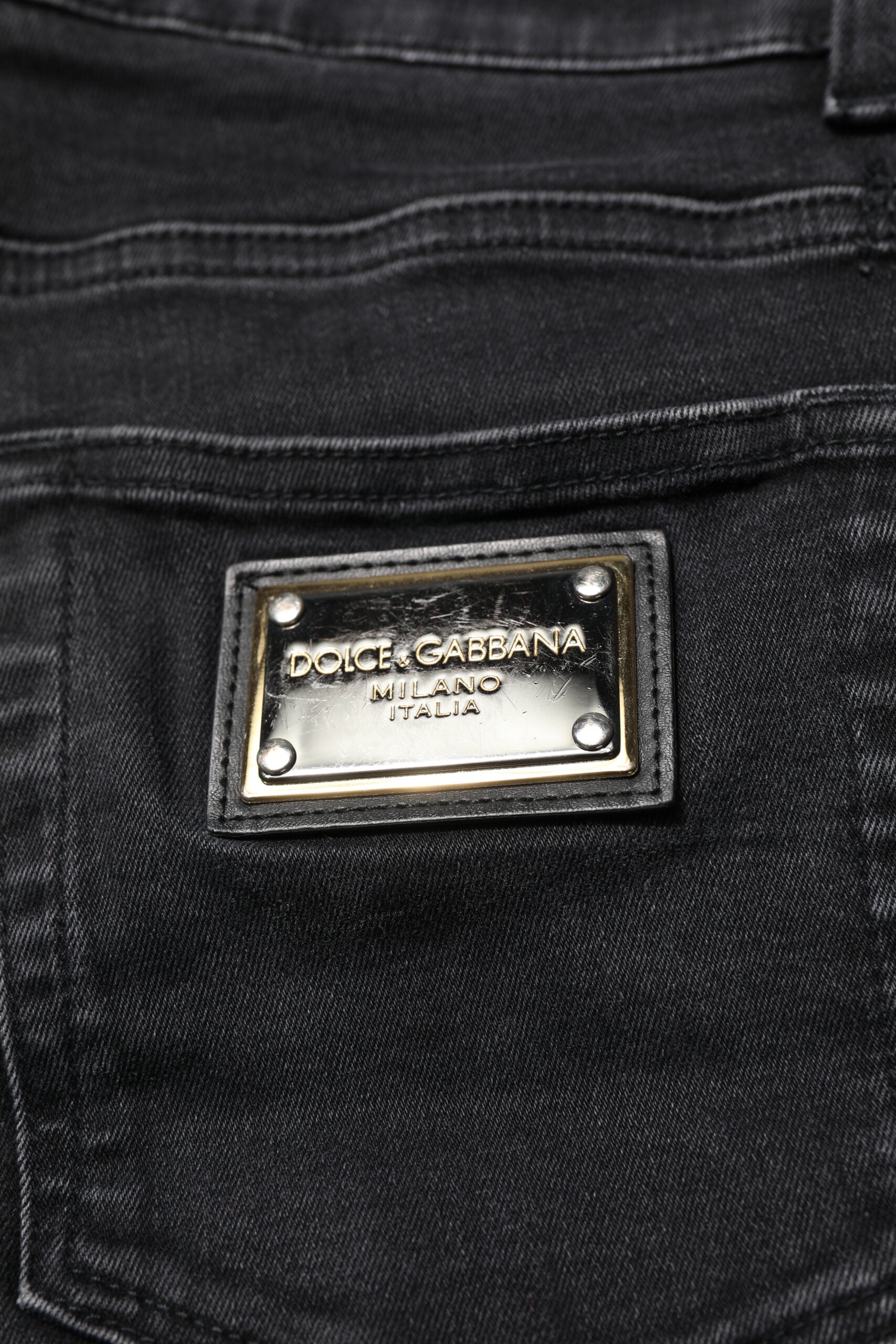 Jean skinny en coton noir Dolce &amp; Gabbana pour homme