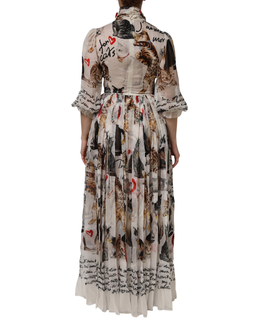 Dolce &amp; Gabbana Mehrfarbiges Ascot-Maxikleid aus Seide mit Animalprint