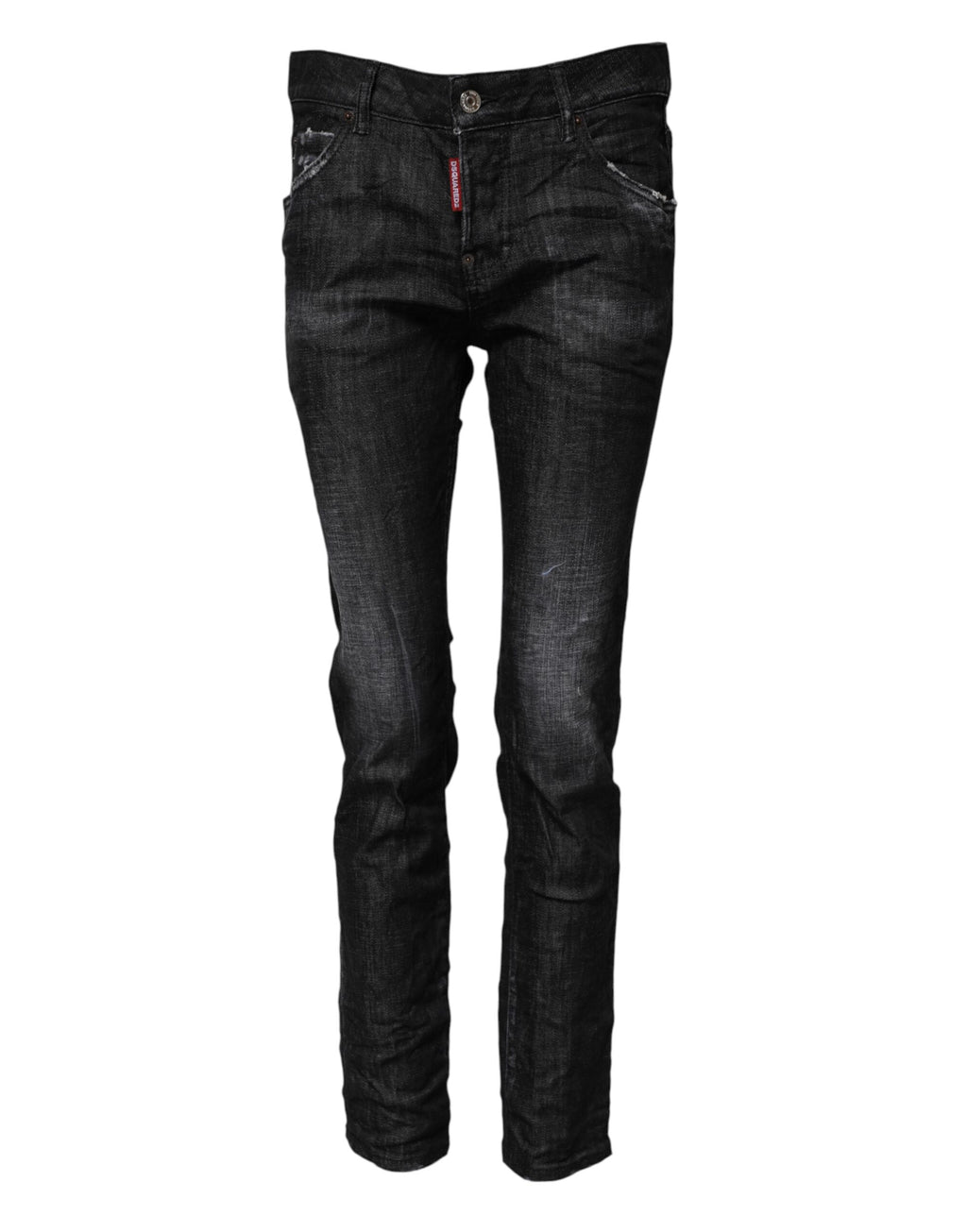 Dsquared² Schwarze Skinny Jeans aus verwaschener Baumwolle mit mittlerer Taille