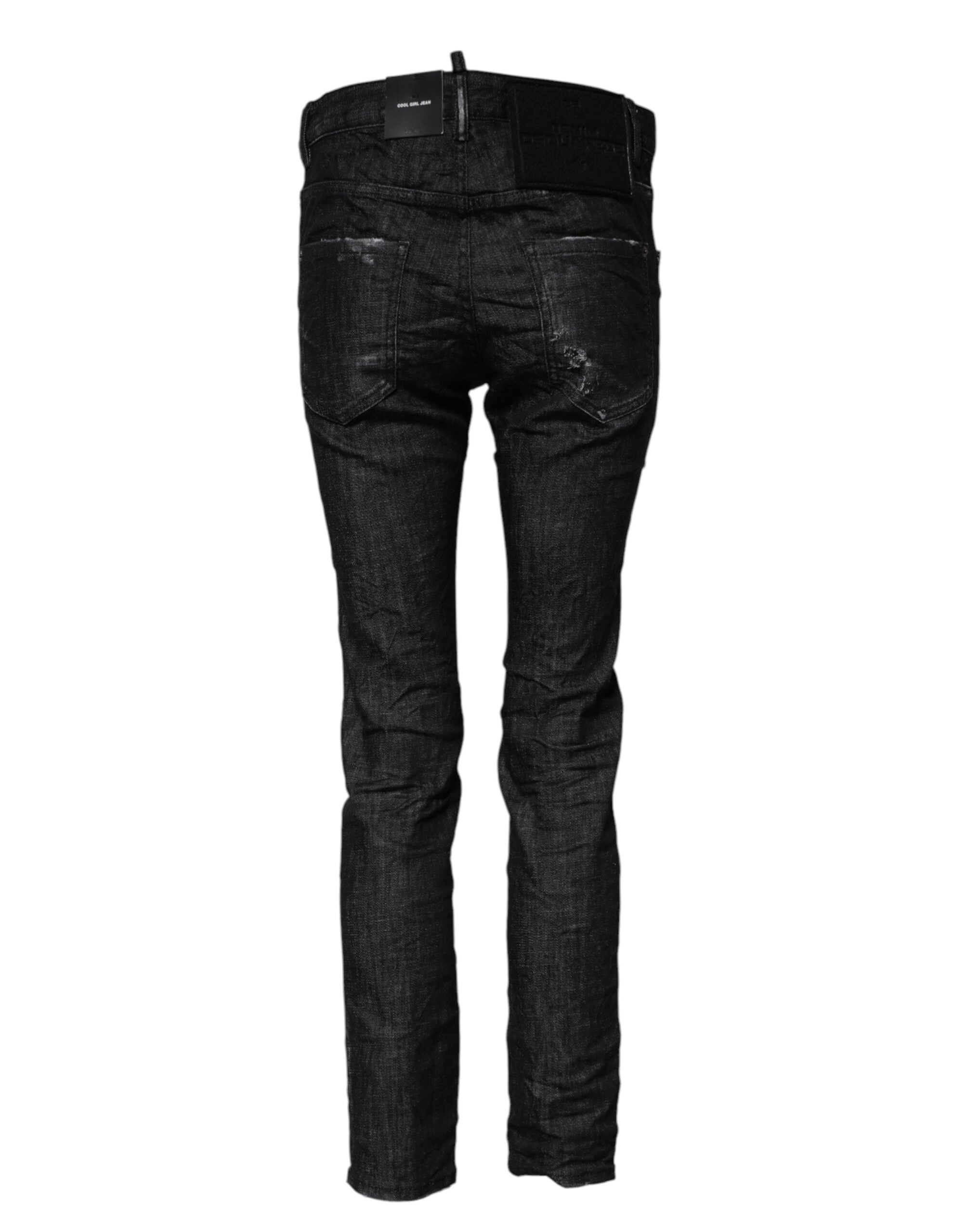 Jean skinny taille moyenne en coton délavé noir Dsquared²