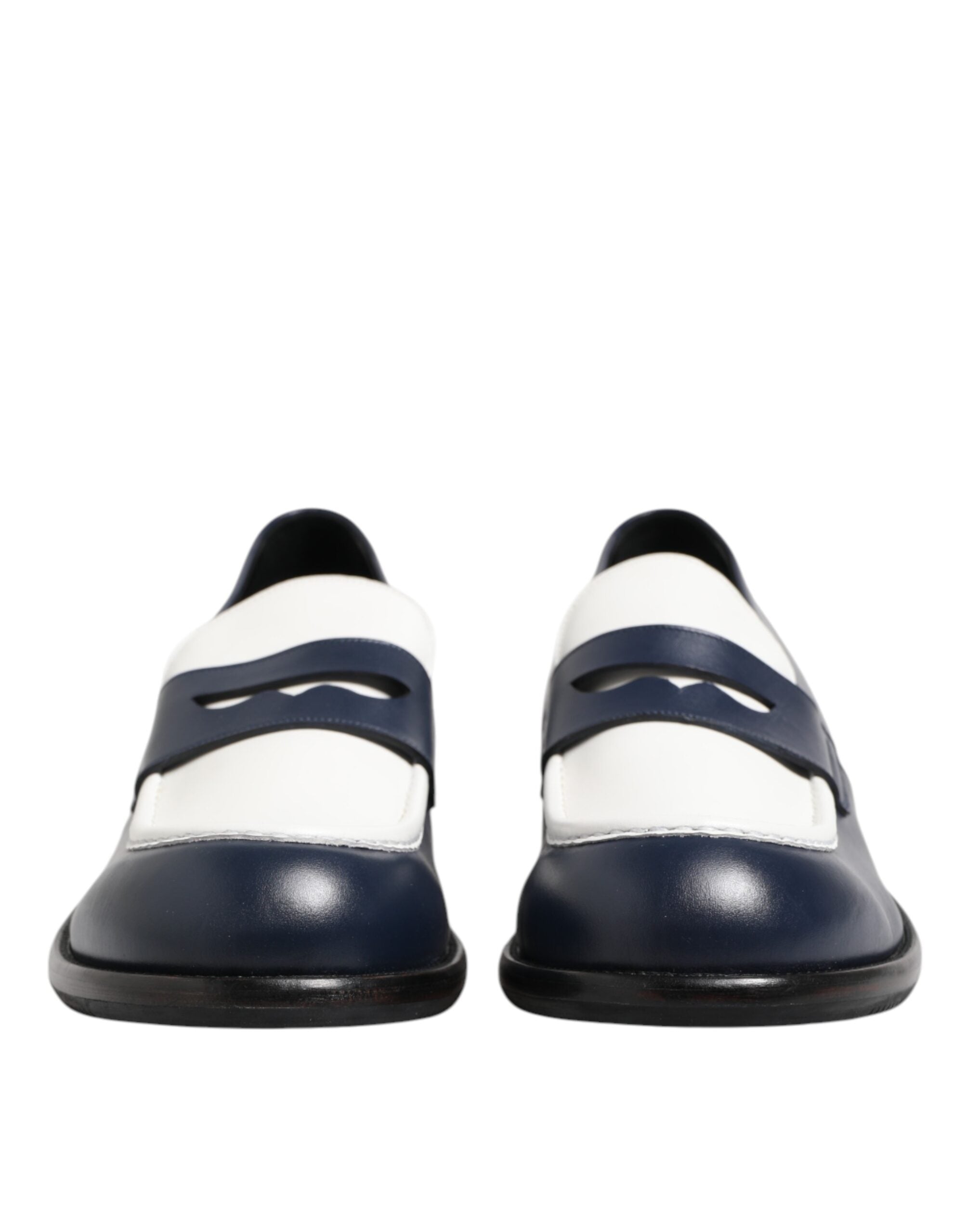 Mocassins à enfiler en cuir noir et blanc Dolce &amp; Gabbana pour hommes