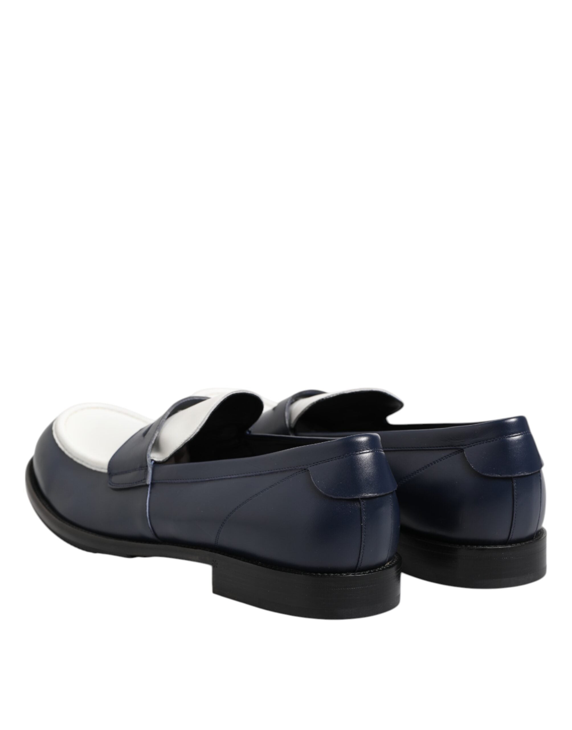 Mocassins à enfiler en cuir noir et blanc Dolce &amp; Gabbana pour hommes
