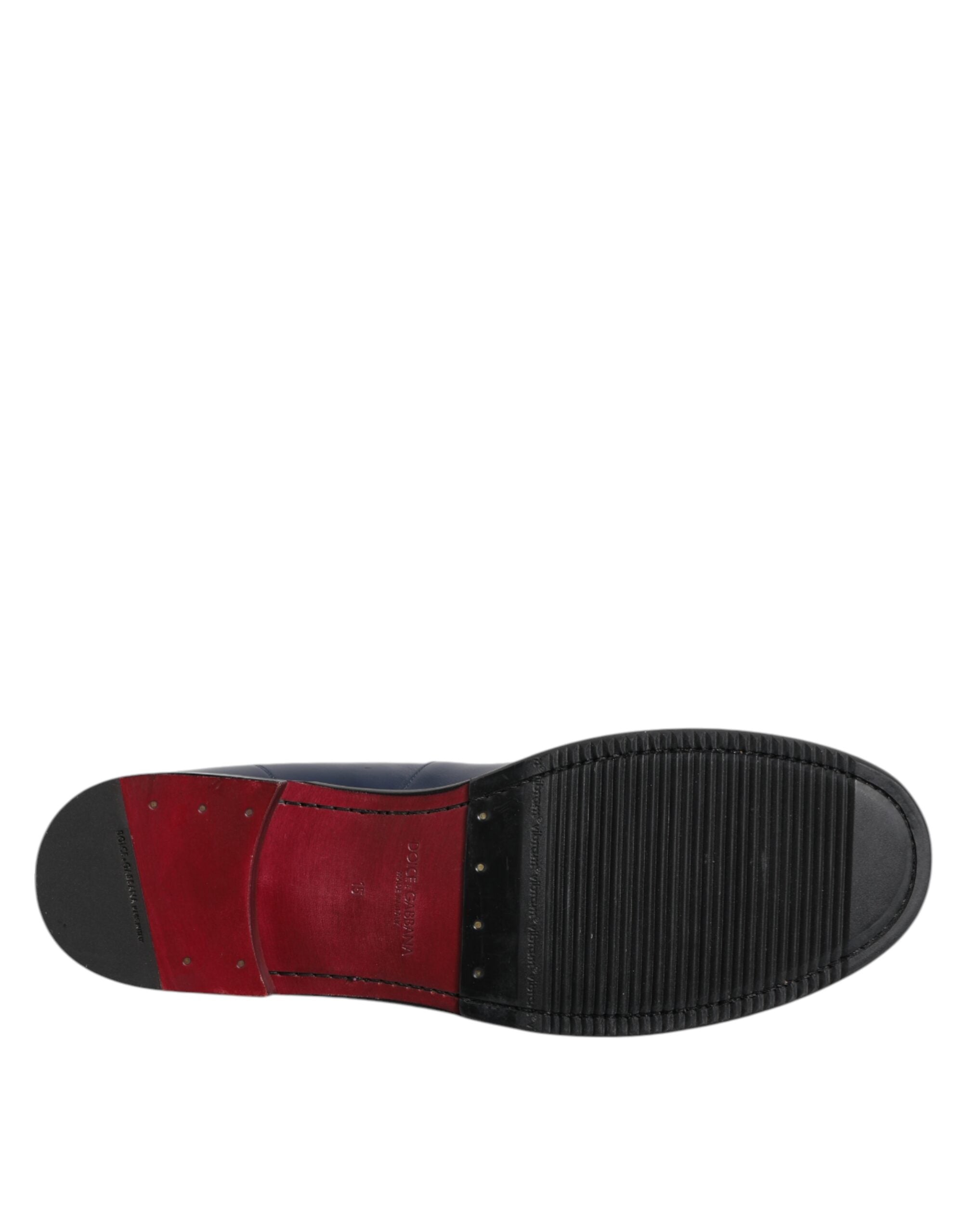Mocassins à enfiler en cuir noir et blanc Dolce &amp; Gabbana pour hommes