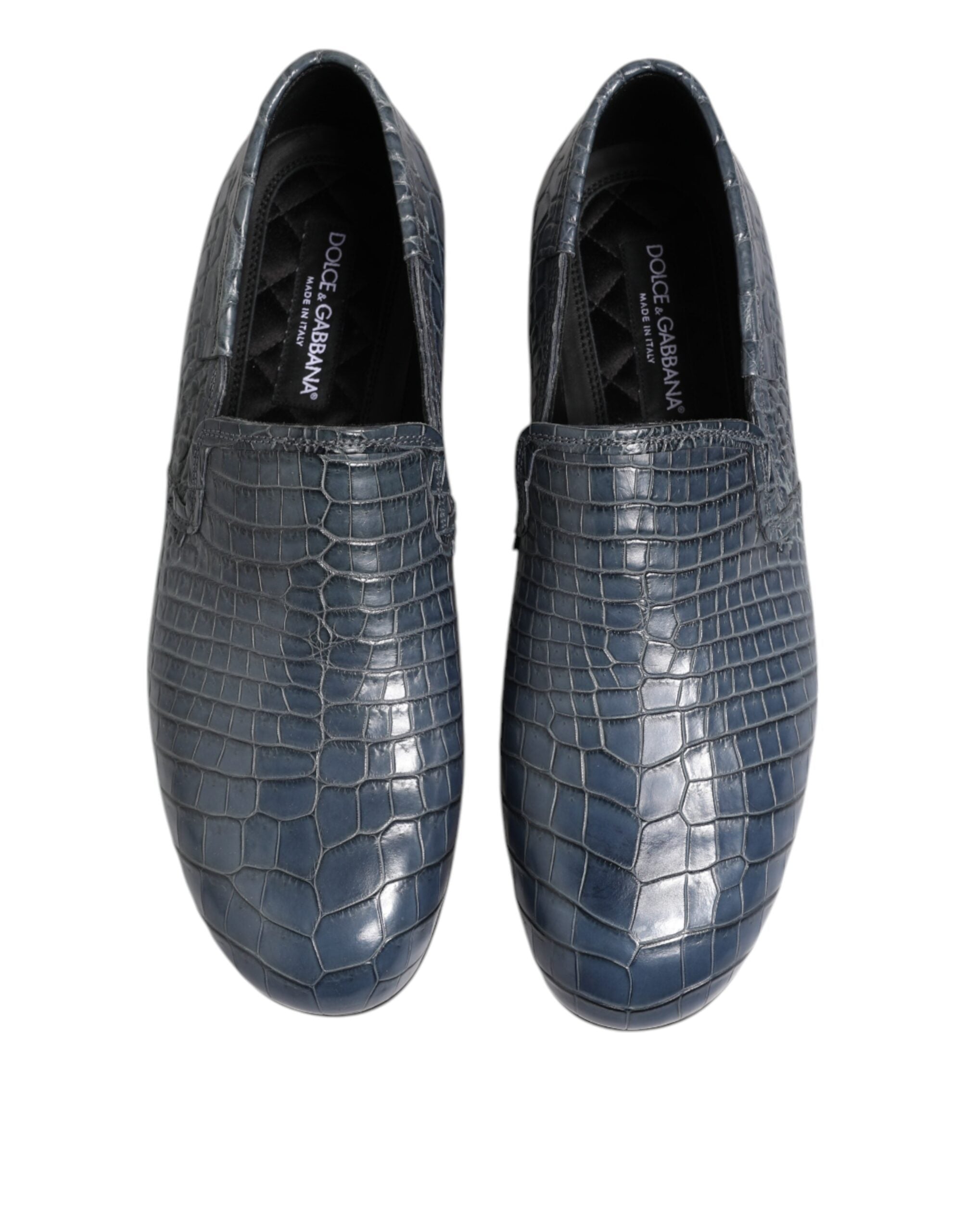 Mocassins à enfiler en cuir exotique bleu Dolce &amp; Gabbana pour hommes