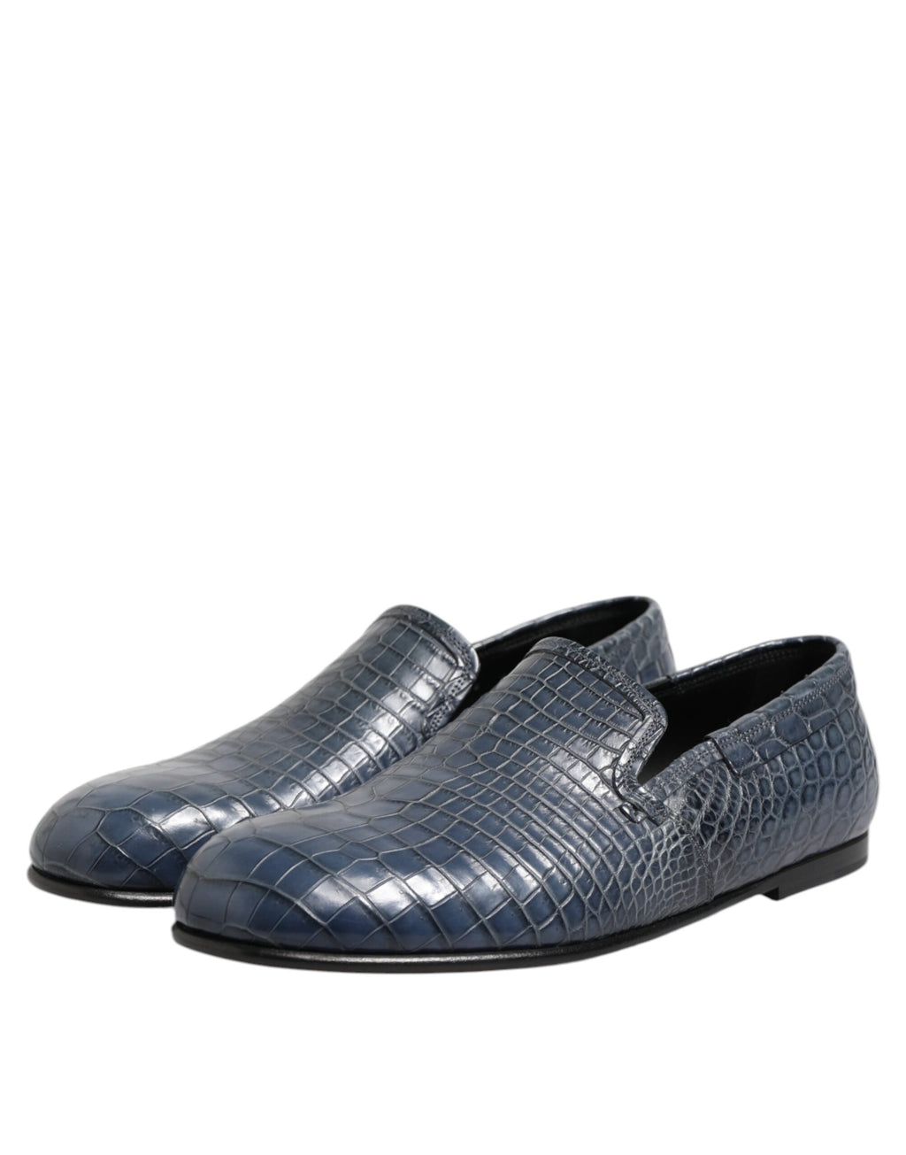 Mocassins à enfiler en cuir exotique bleu Dolce &amp; Gabbana pour hommes